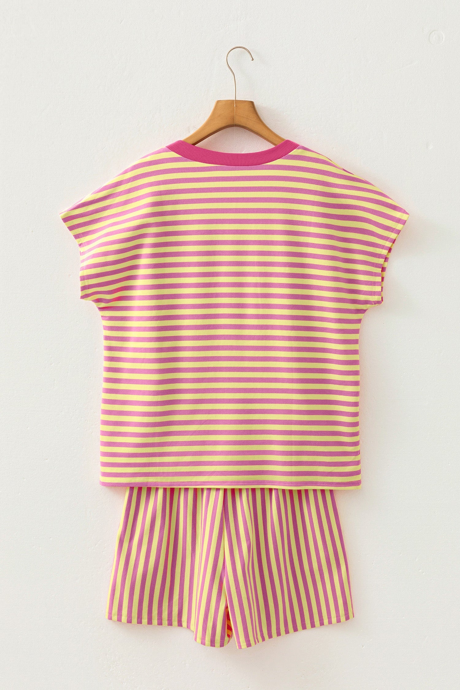 Stripe Colorblock V-Neck Tee & Drawstring Short Set