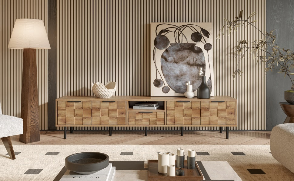 78' TV Stand for 85 75 65 Inch TV, TV Consoles for Living Room, Entertainment Center Wood TV Media with Storage