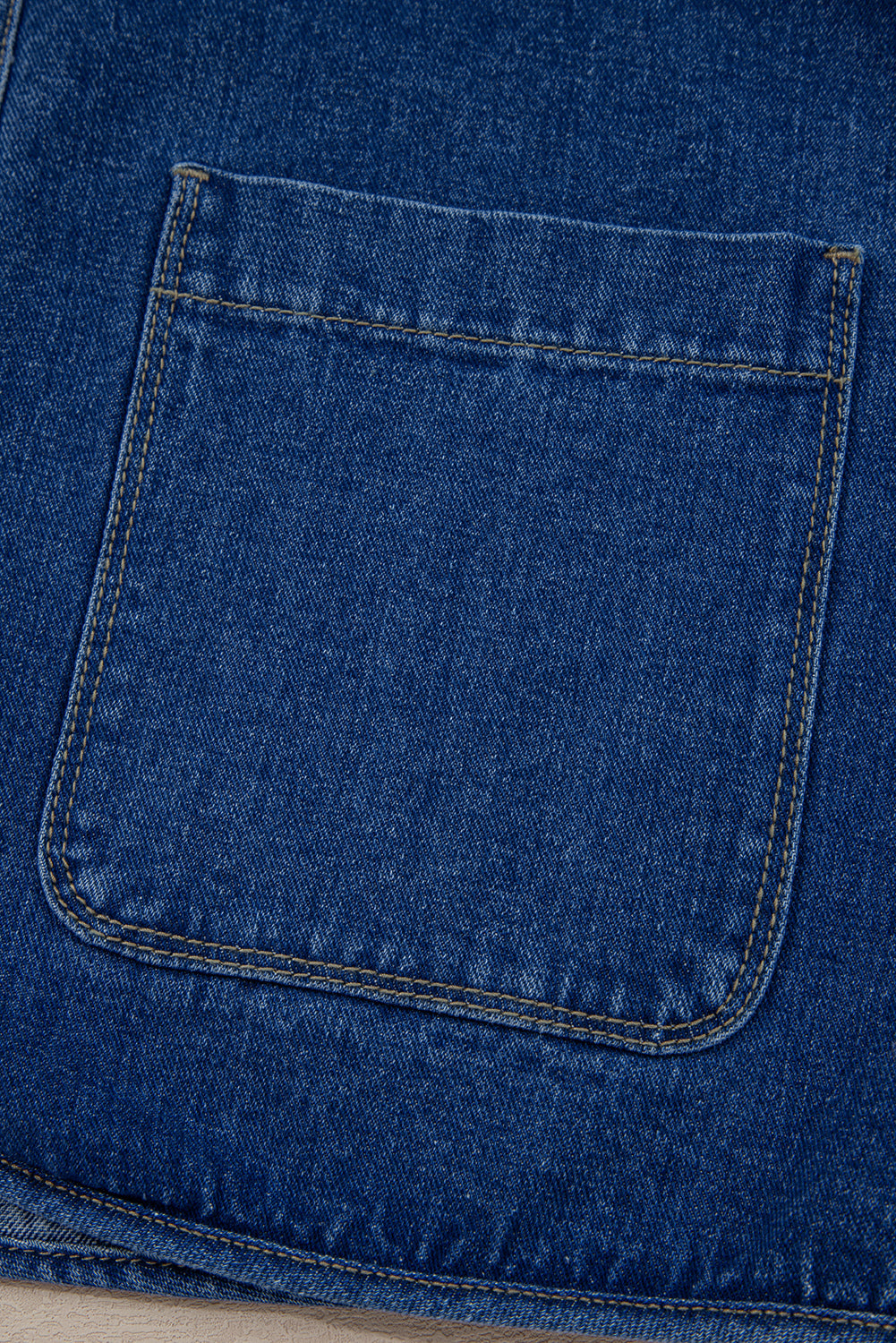 Wash Denim Straight Cut Pocketed Jacket