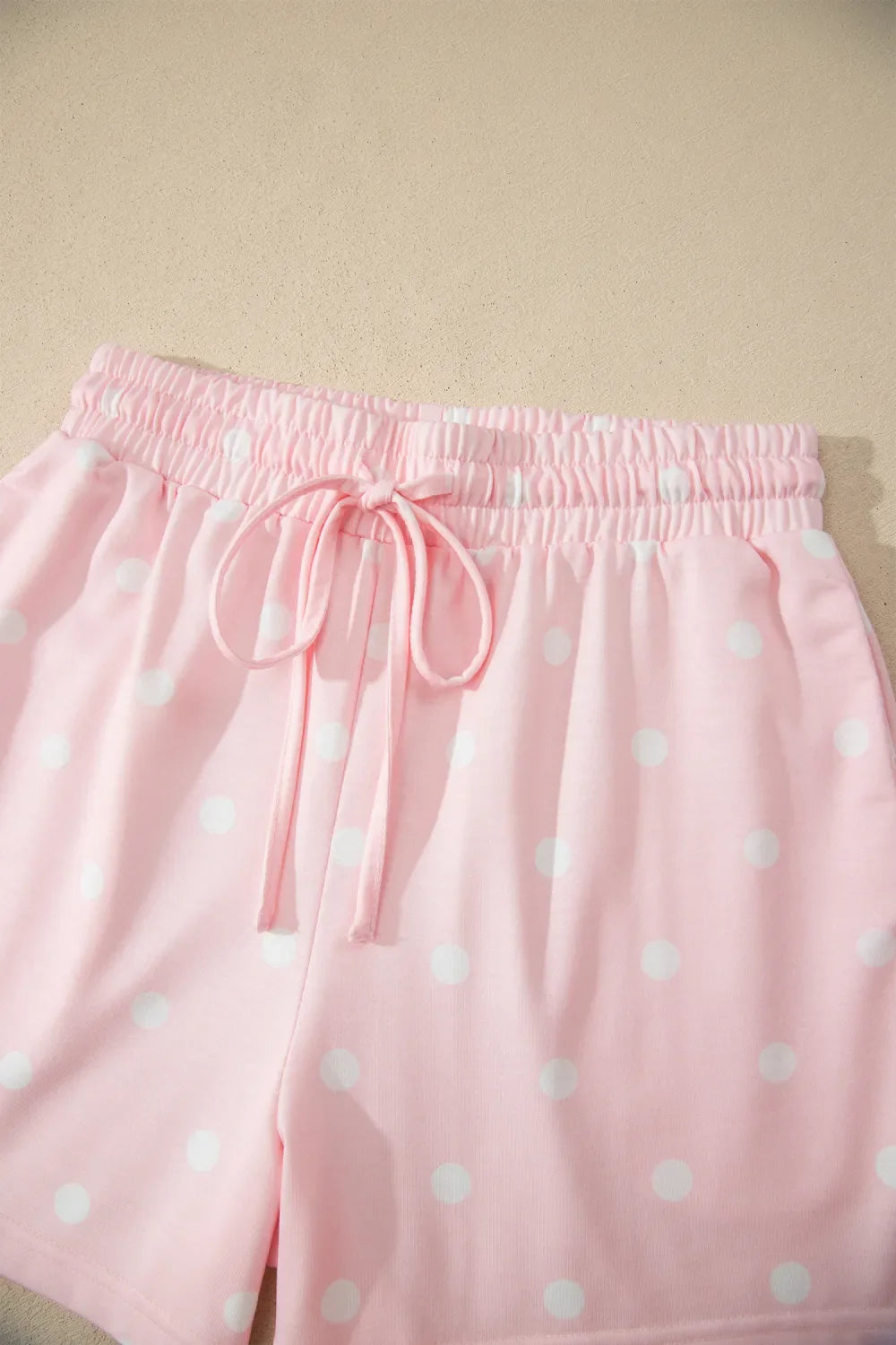 Polka Dot Loose Tee & Drawstring Shorts Set