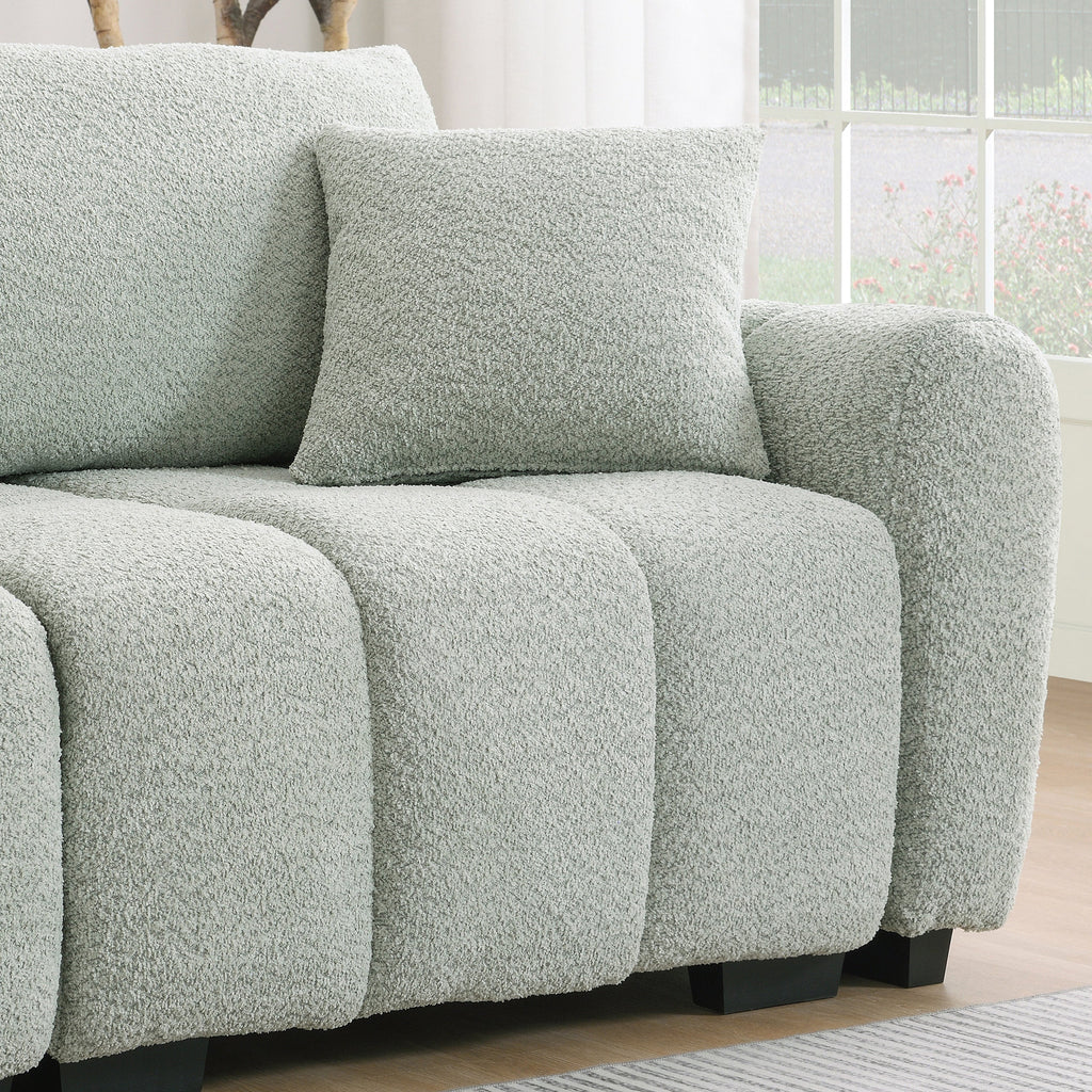 [VIDEO] 110' Modular Sectional Sofa, L Shape with Extra-large Seat, Pull-line Design, Movable Ottoman, High Density Foam, Free Combination, Sturdy Metal&Wood Frame, Boucle Fabric, 3 Colors