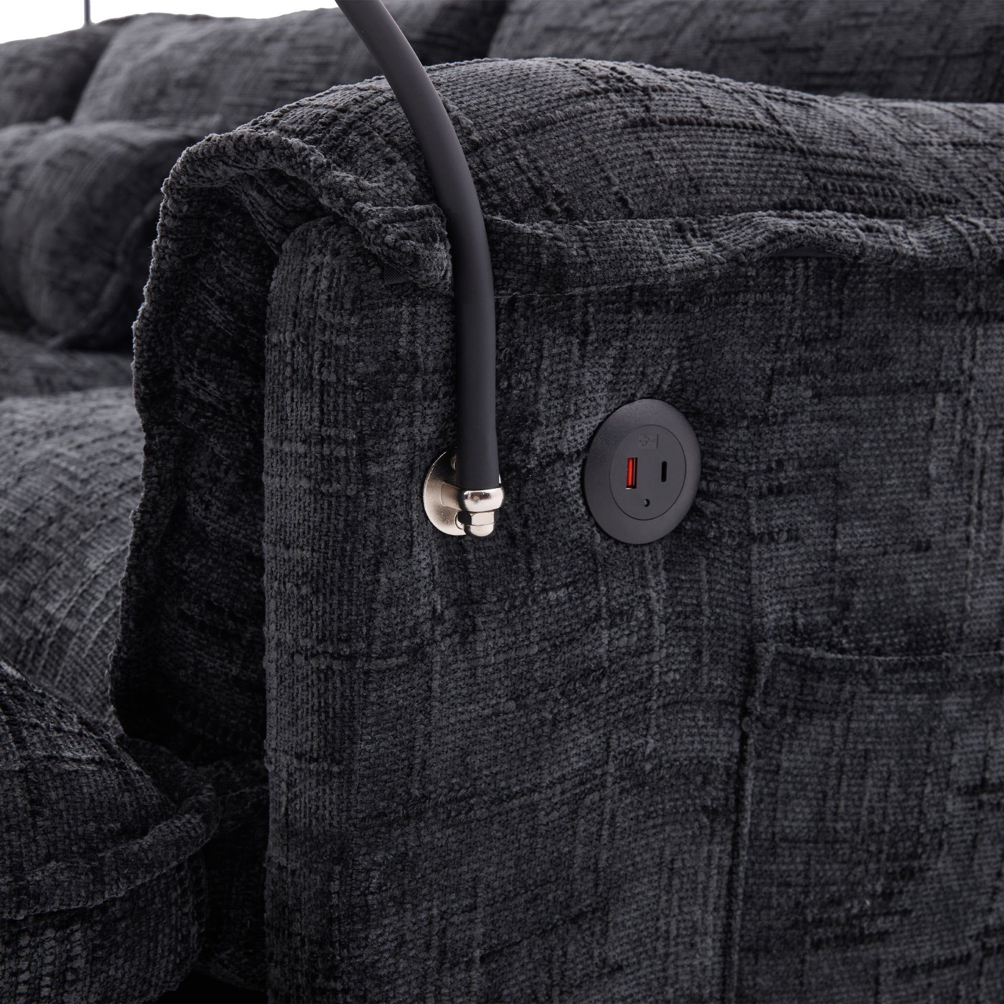 UNITED WE WIN 112' Oversized Sectional Sofa Cloud Couch for Living Room, Modern Chenille L Shaped Couch, Comfy Boucle Modular Sofa Sleeper with Movable Storage Ottoman, Phone Holder, USB Charging Port