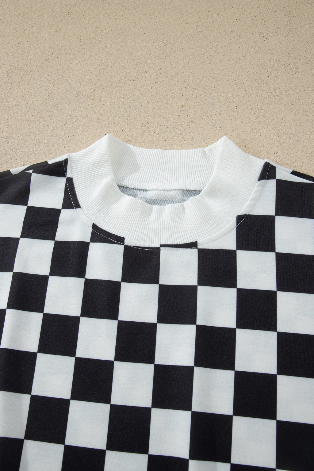 Checker Colorblock Mock Neck Top & Short Set