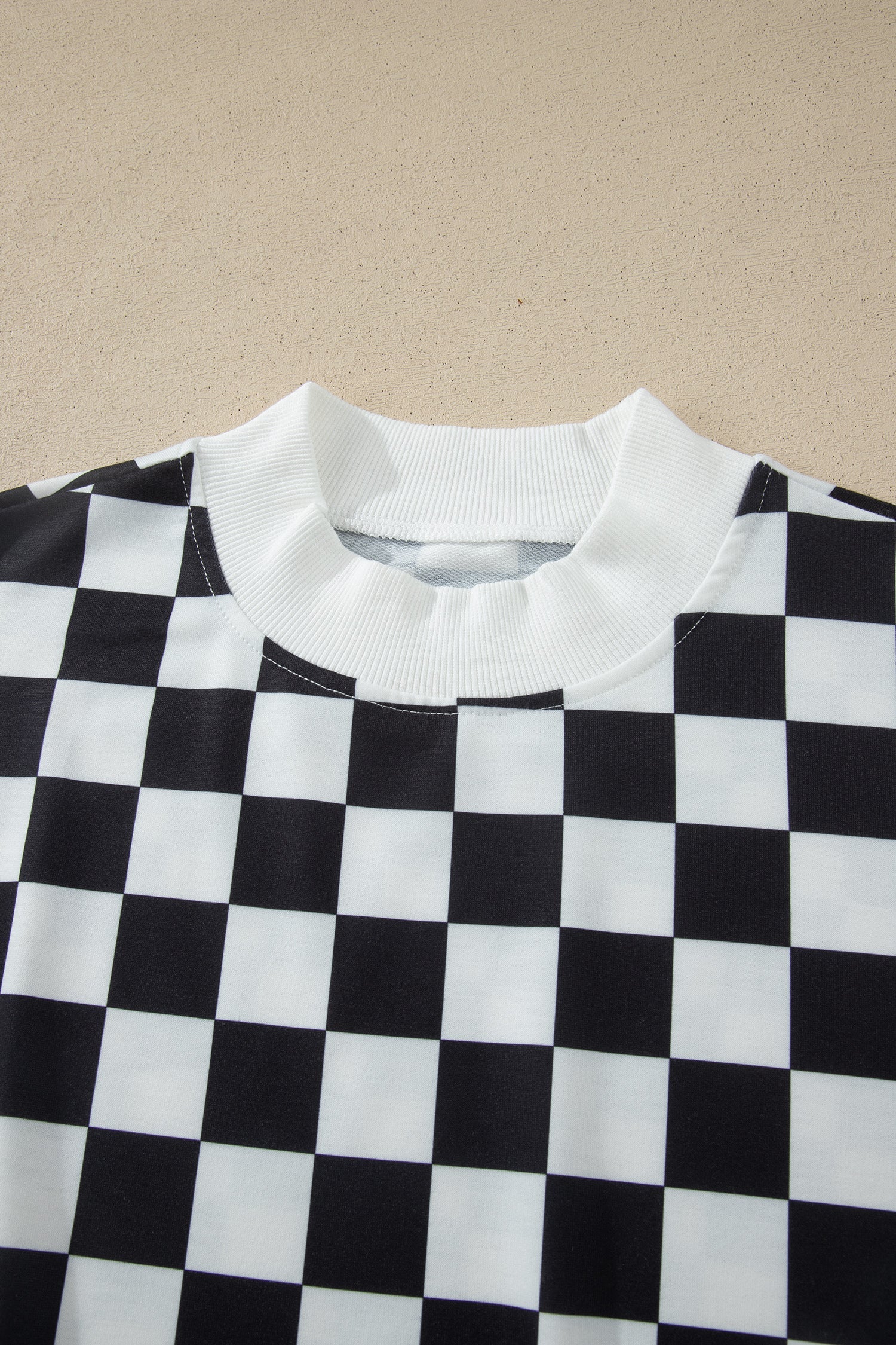 Checker Colorblock Mock Neck Top & Short Set