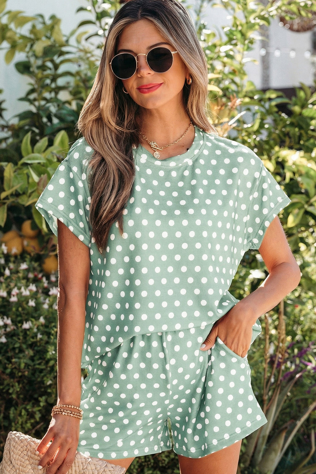 Polka Dot Short Sleeve Top & Shorts Set