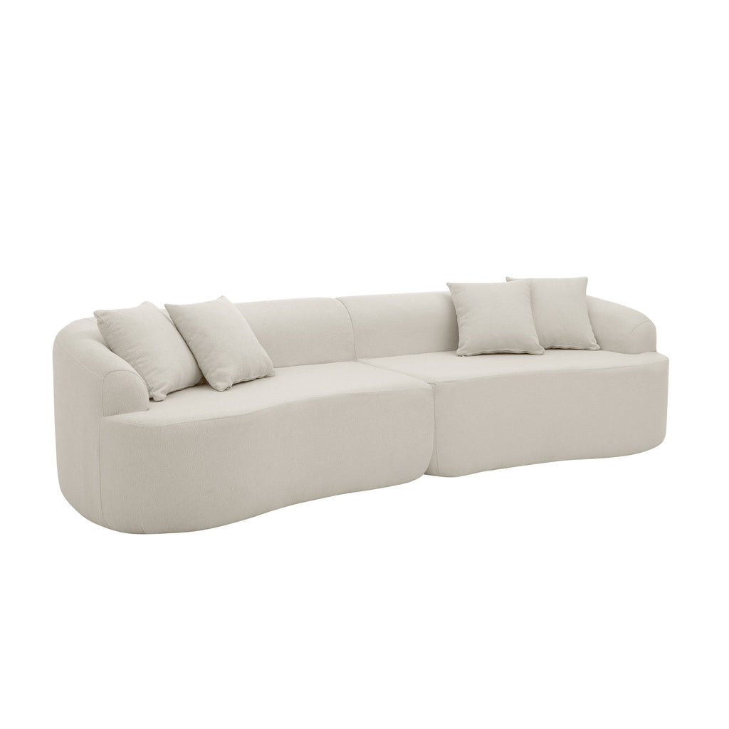 Curved Modular Sectional Sofa in Lamb's Wool Fabric, Modern Minimalist Style, Compressed (No Assembly Required), Comfy for Living Room & Bedroom - Beige