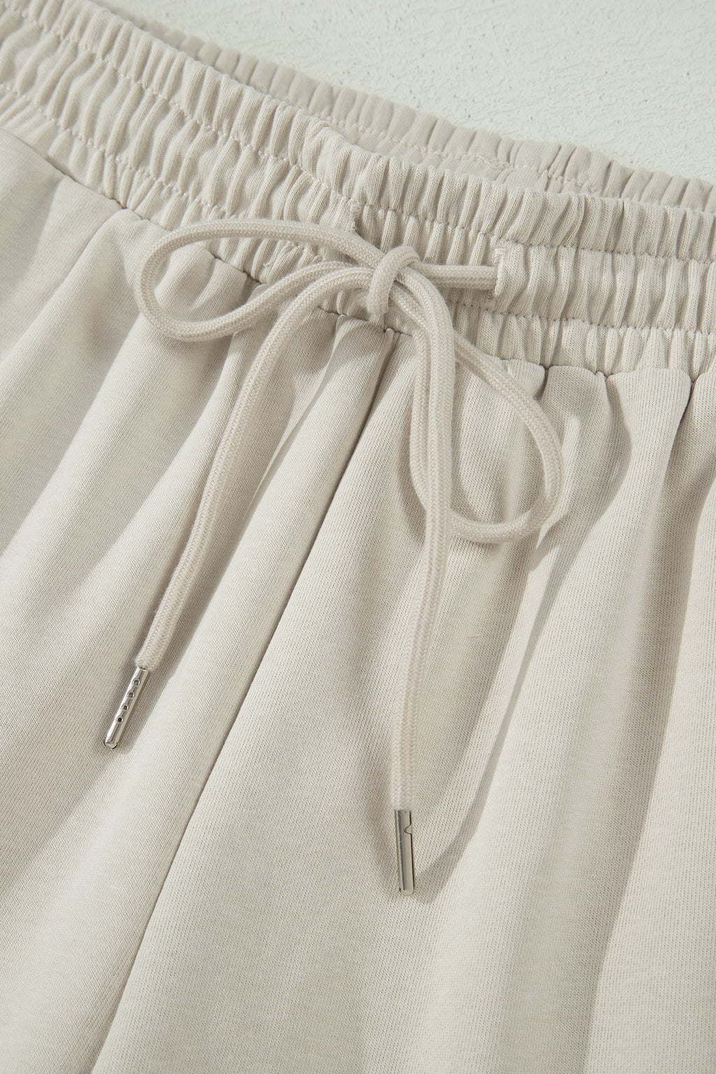 Solid Puff Sleeve Top & Drawstring Shorts Set