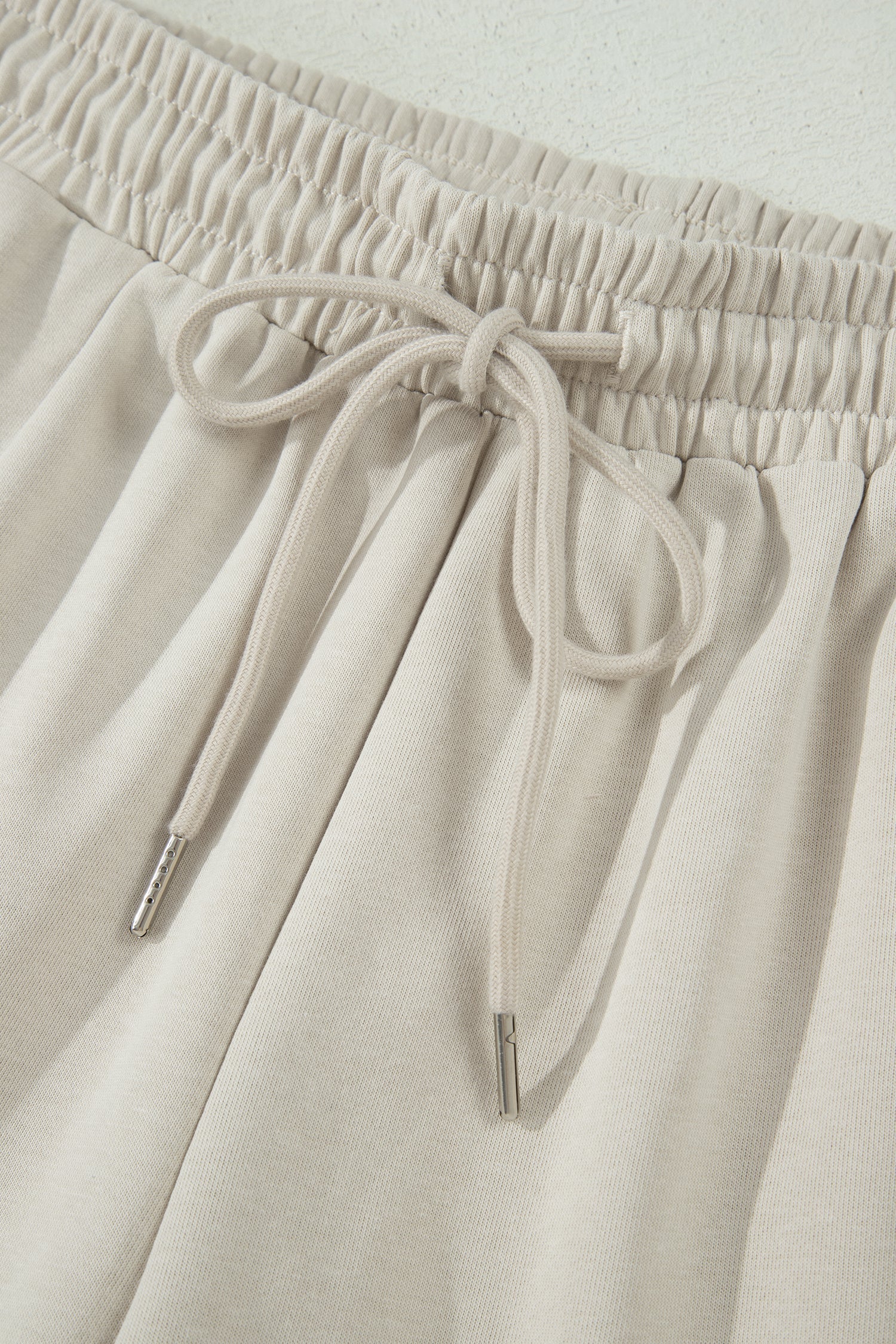 Solid Puff Sleeve Top & Drawstring Shorts Set