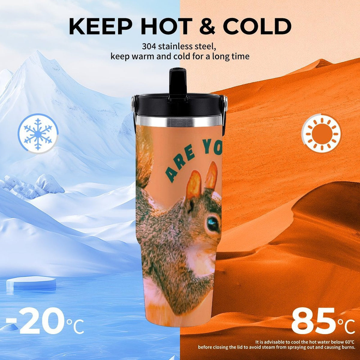 Are You Nuts? Squirrel 30 oz Water Bottle Tumbler