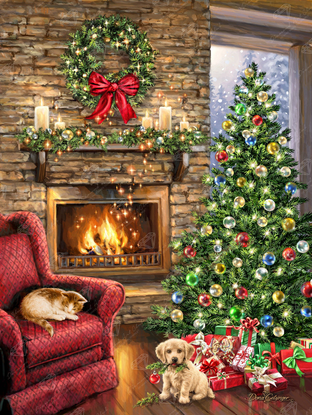 Diamond Art Club – Fireside Christmas Diamond Painting (Square Drill, 27.6" x 36.6")