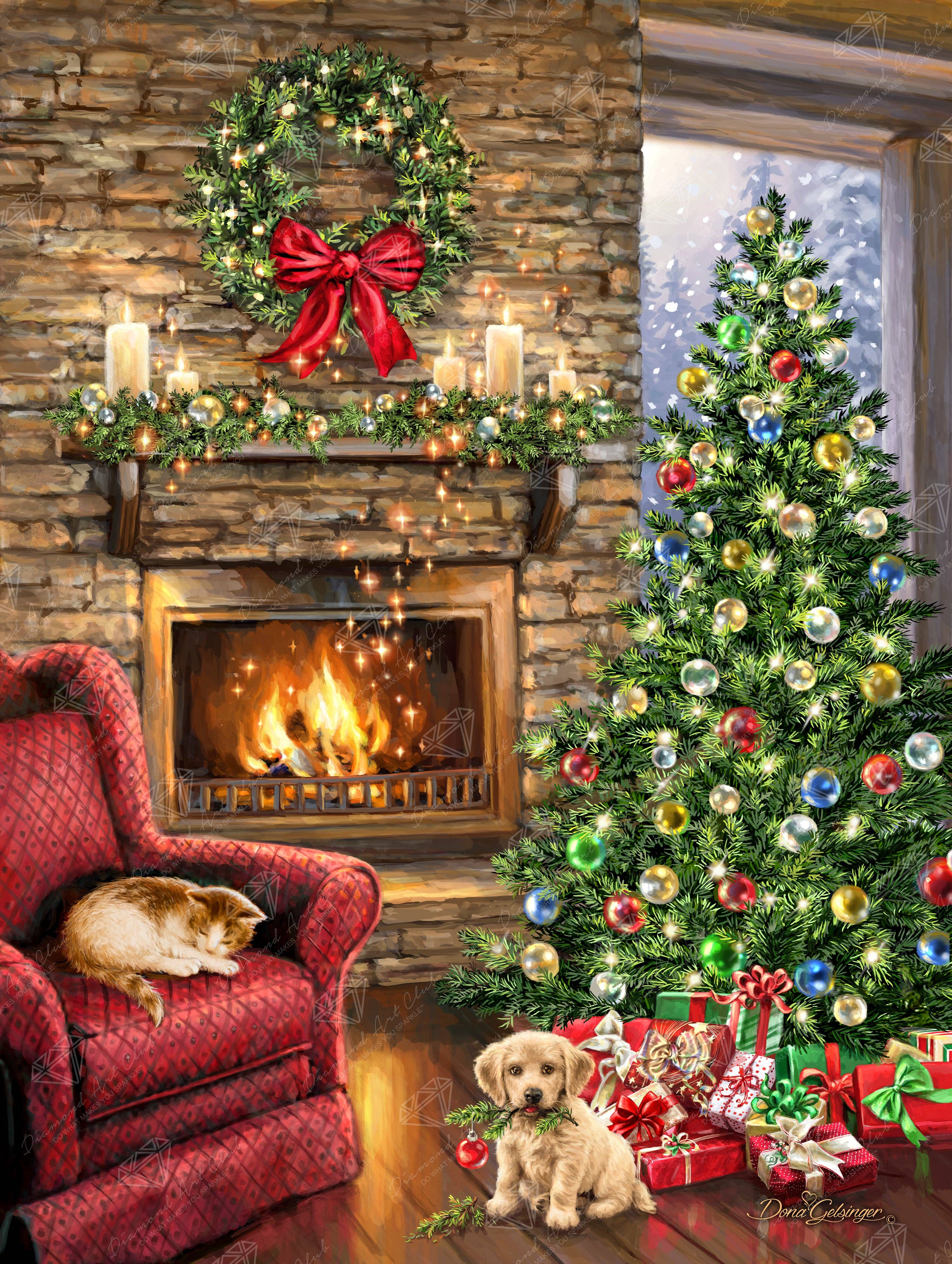 Diamond Art Club – Fireside Christmas Diamond Painting (Square Drill, 27.6" x 36.6")