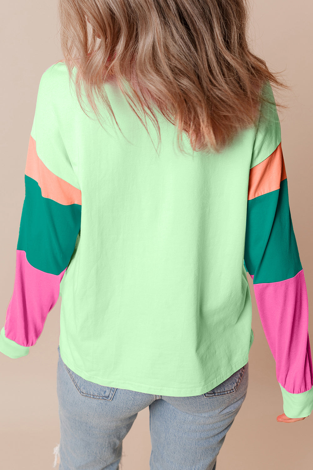 Colorblock Patchwork Long Sleeve Top