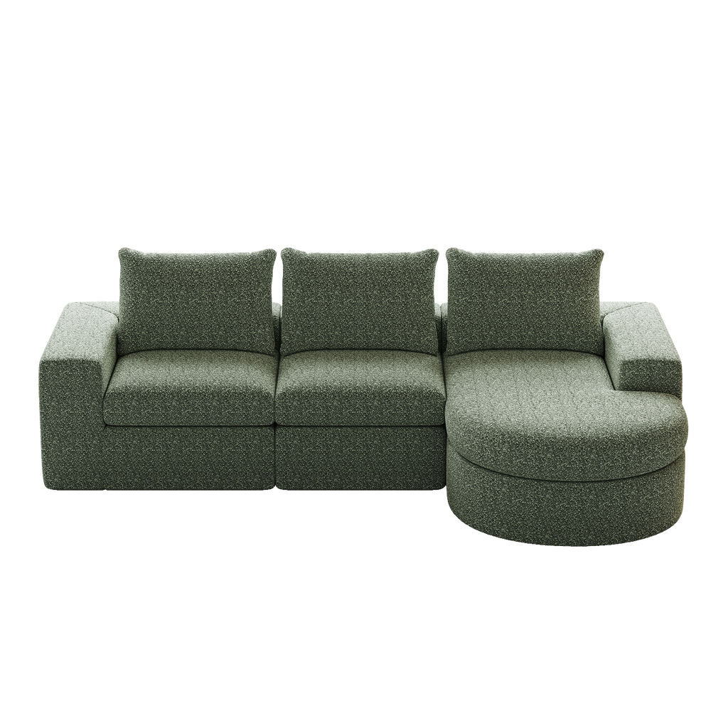 99-Inch Chenille Cloud Curved Sectional Sofa with Chaise, L-Shaped Modern Boneless Couch with Deep Seats, Chenille Sectional Sofa for Living Room and Bedroom, No Assembly Required
