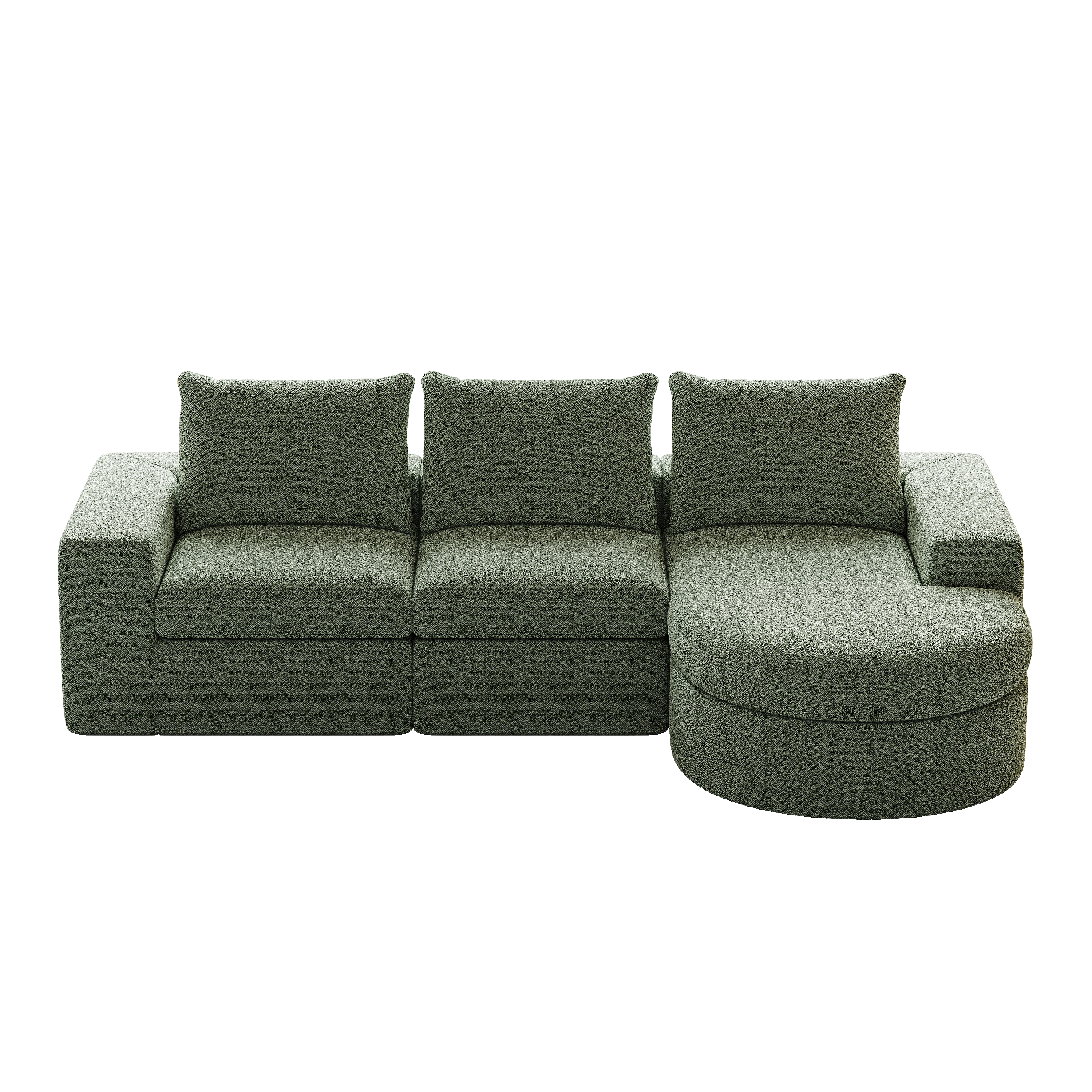 99-Inch Chenille Cloud Curved Sectional Sofa with Chaise, L-Shaped Modern Boneless Couch with Deep Seats, Chenille Sectional Sofa for Living Room and Bedroom, No Assembly Required