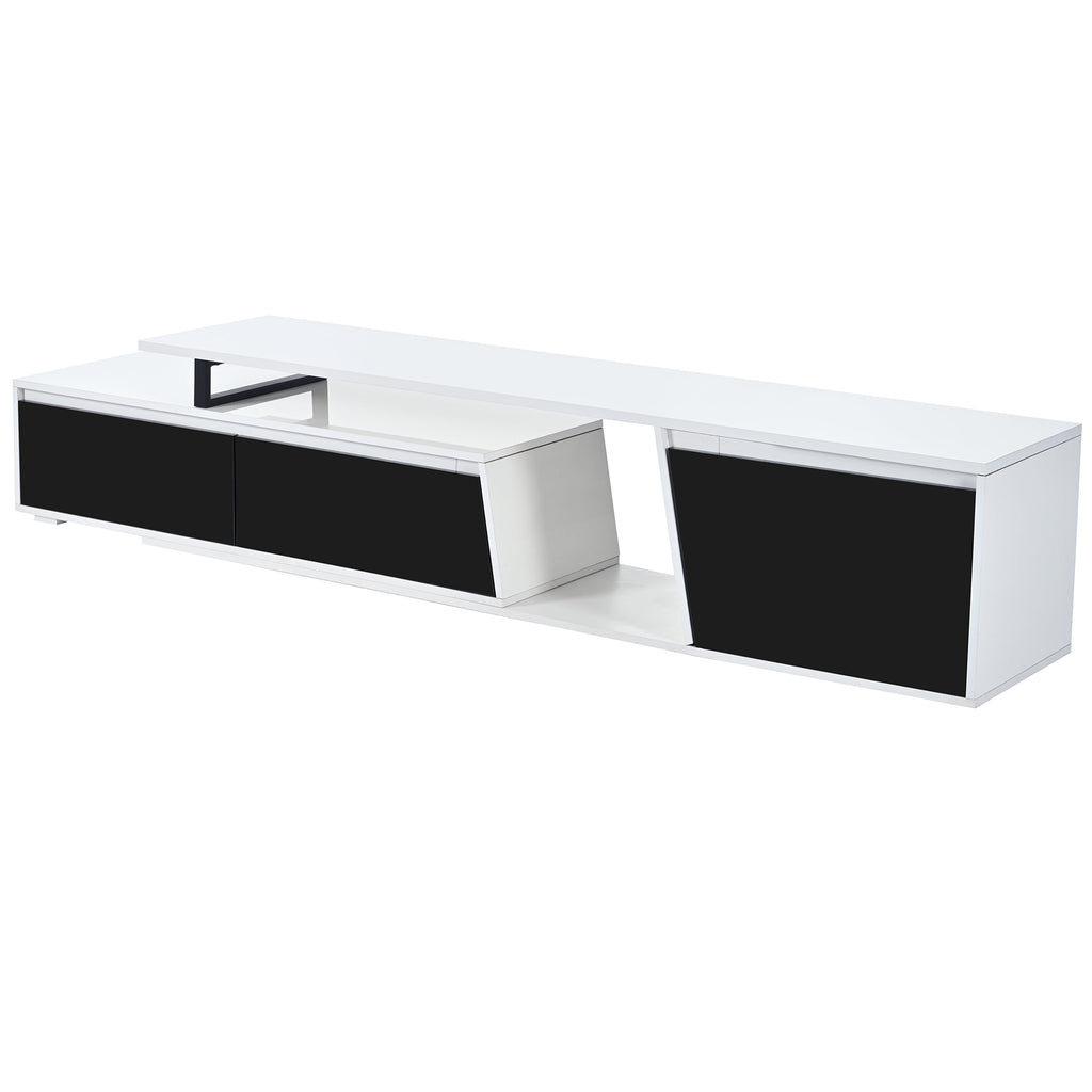 U-Can Modern, Minimalist Rectangle Extendable TV Stand, TV Cabinet with 2 Drawers and 1 Cabinet for Living Room, Up to 100''