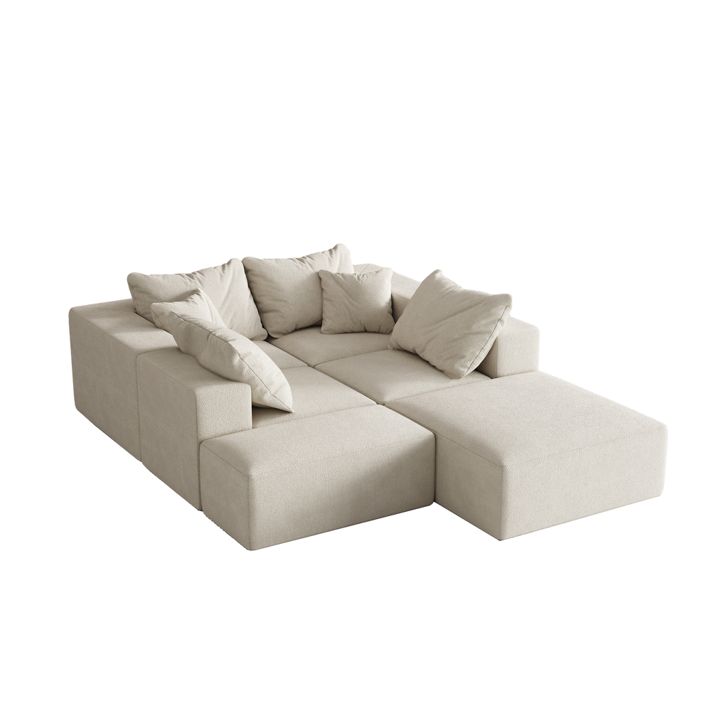 Modern Upholstered Sectional Boneless Couch Set,Modular 132' L Shaped Sectional Living Room Sofa Set With 6 Pillows,Free Combination Sofa Couch for Living Room,Bedroom