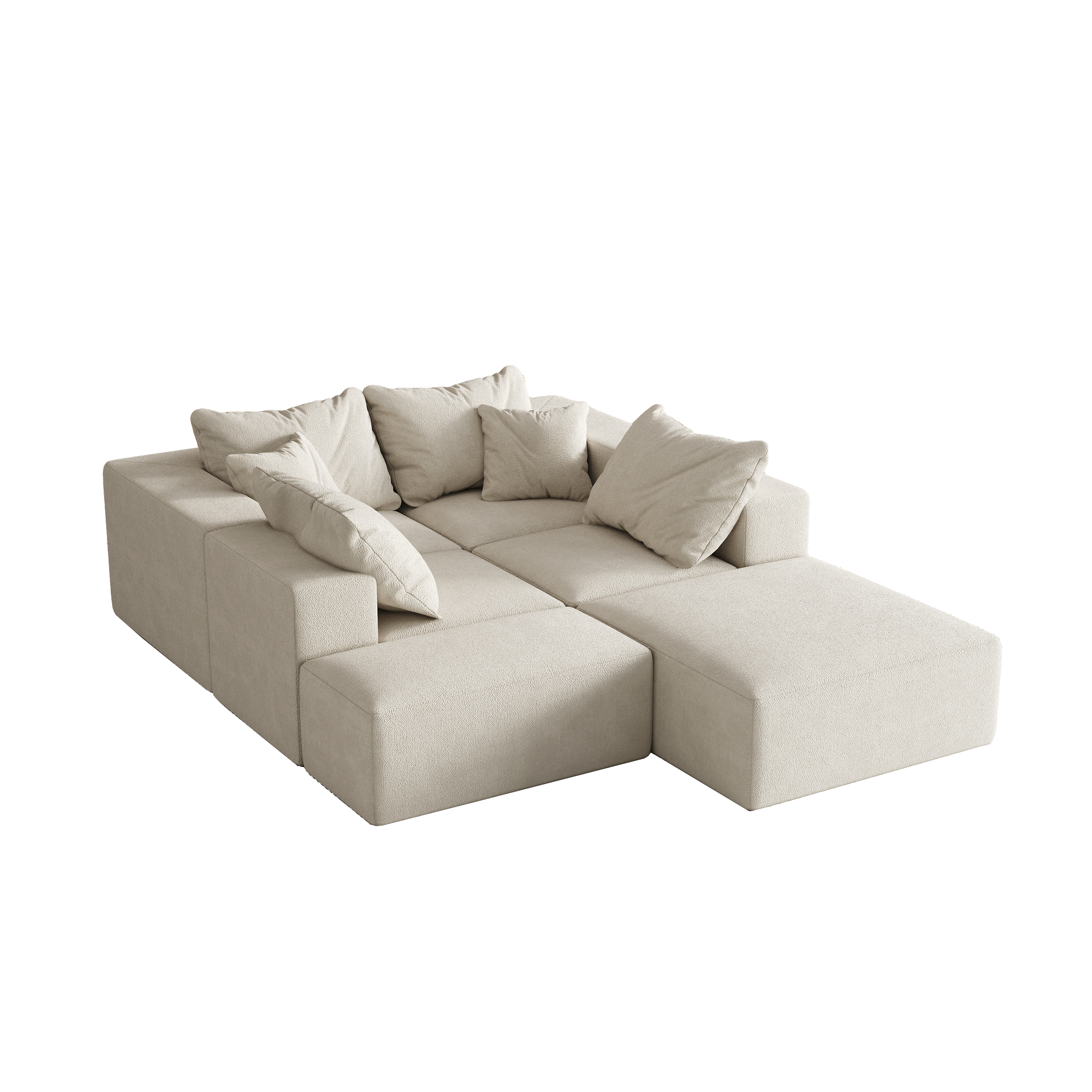 Modern Upholstered Sectional Boneless Couch Set,Modular 132' L Shaped Sectional Living Room Sofa Set With 6 Pillows,Free Combination Sofa Couch for Living Room,Bedroom
