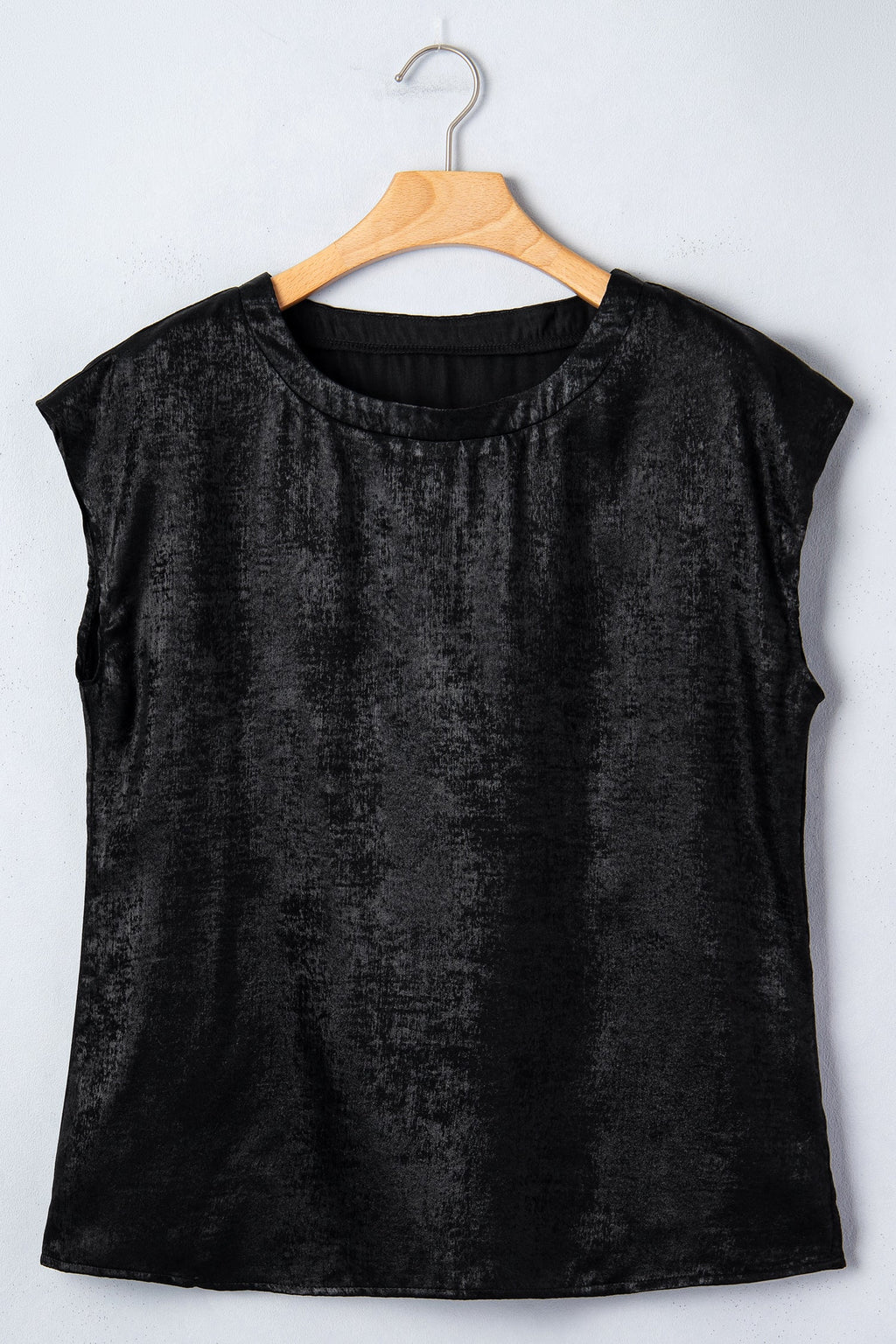 Metallic Round Neck Cap Sleeve Tee