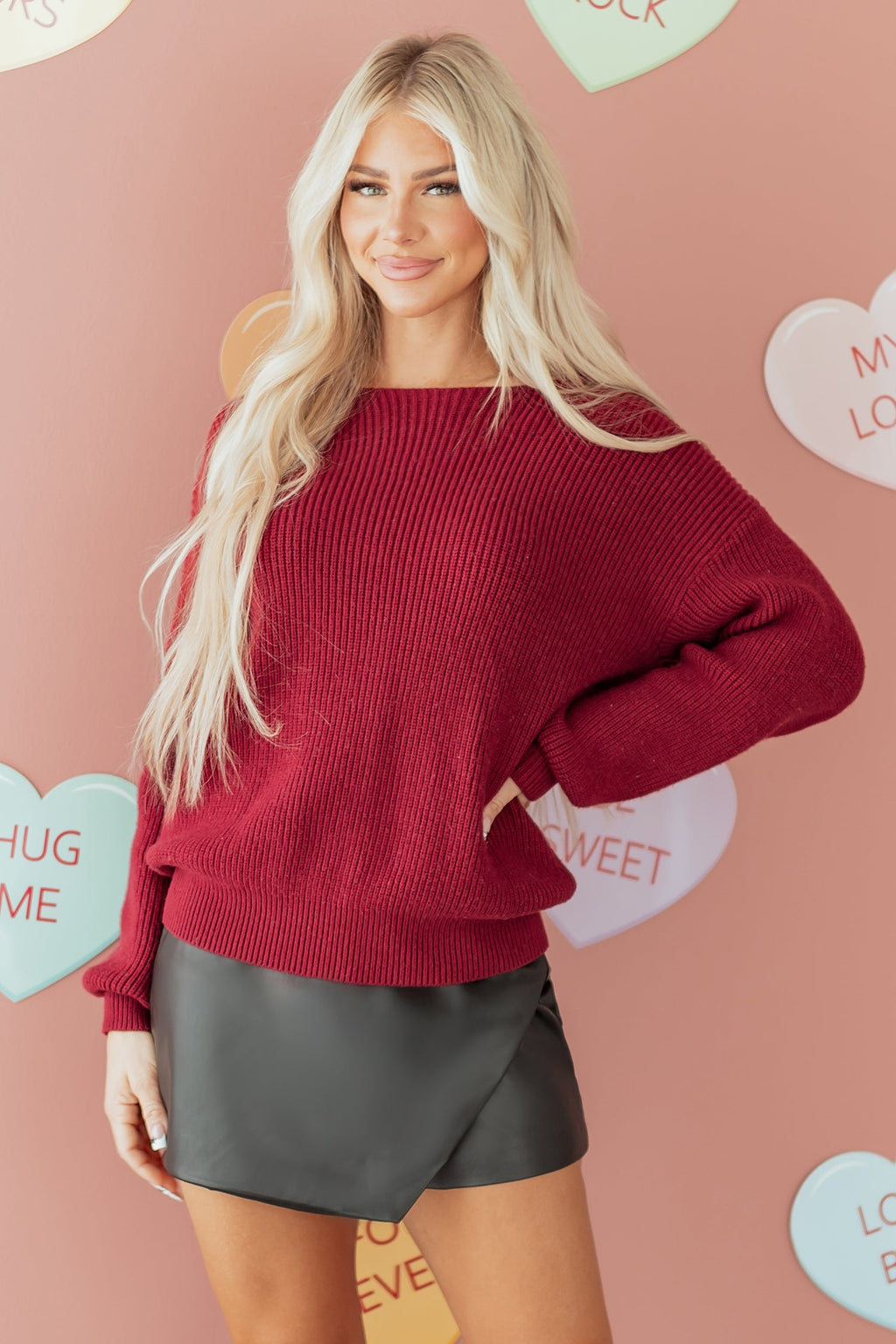 Ribbon Knot Backless Drop Shoulder Ribbed Sweater