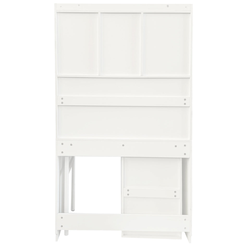 Computer Desk with glass door for Home Office or Study desk,  Bookshelf & Hutch, Computer Desk with 90 Degree Rotating Desktop,Large Working Space