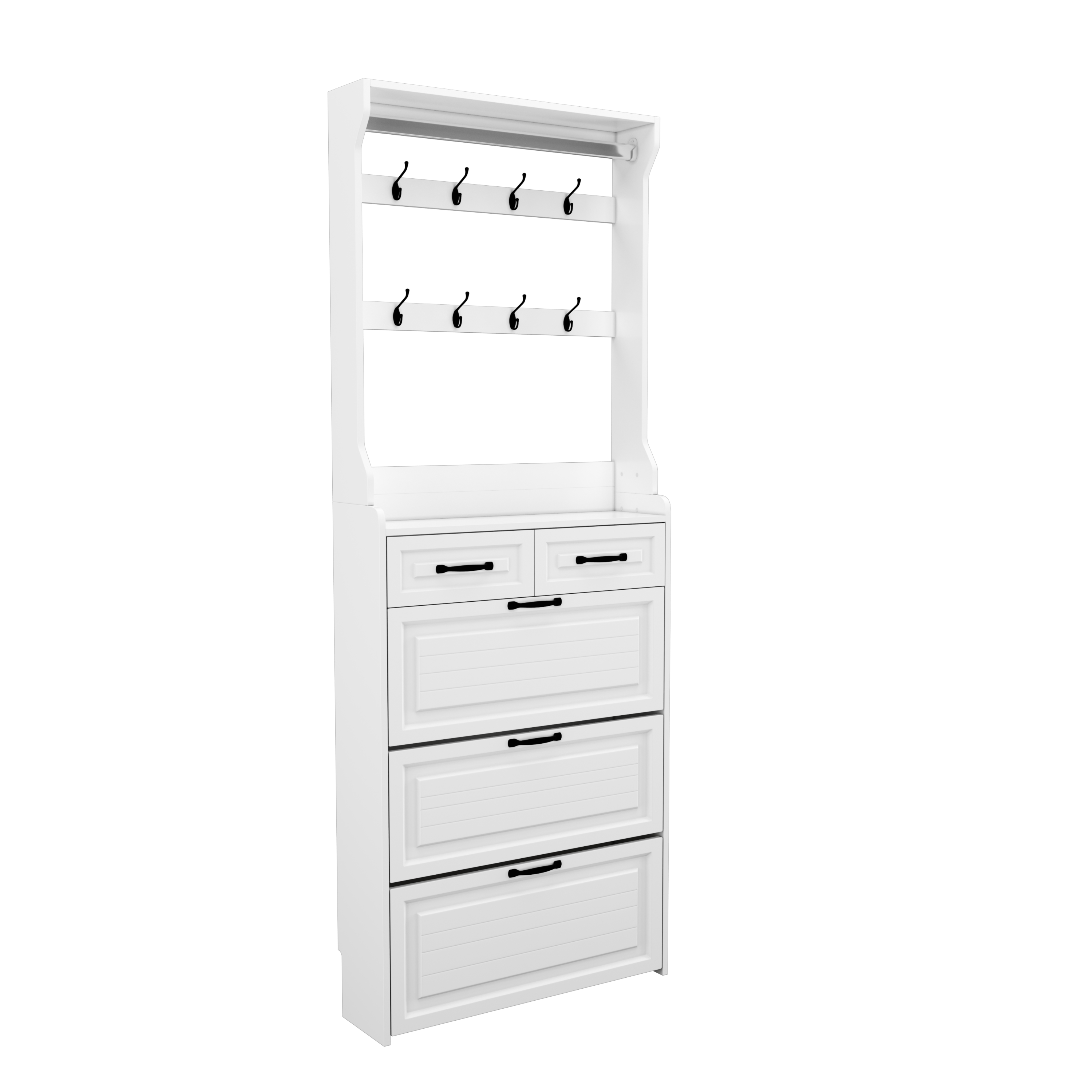 NEW White color shoe cabinet  with 3 doors 2 drawers with hanger,large space for storage
