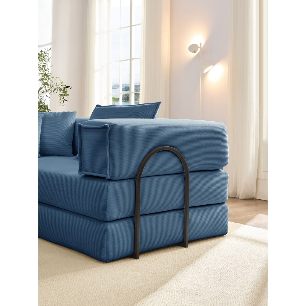 Oversized Upholstered Sectional Sofa Couch Set, Modular 118.2 ' L Shaped Floor Living Room Sofa Set With 6 Pillows, DIY Combination Sofa Couch for living rooms, apartments,bedrooms, Blue