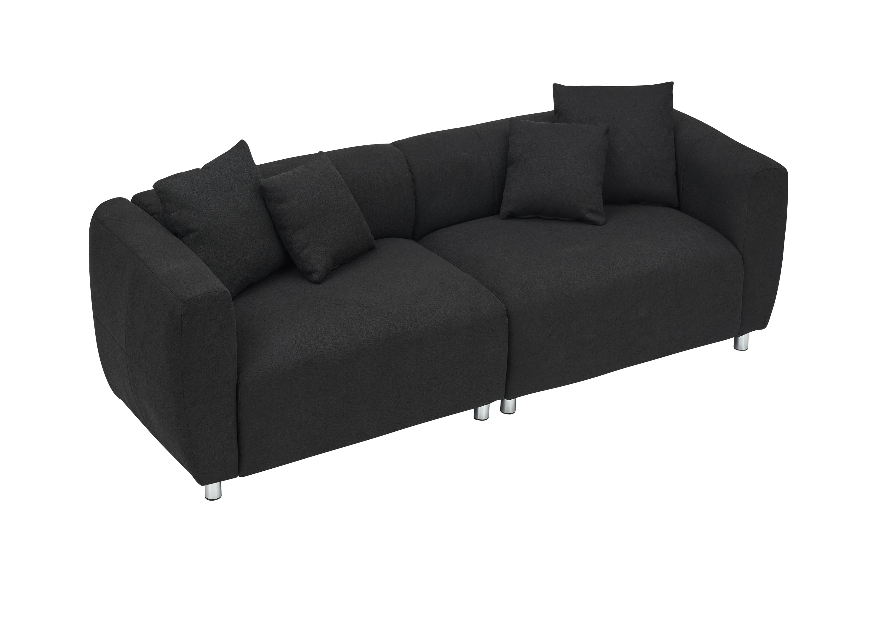 89 inch Sofa for Living Room, Fashion Sofa with Metal Legs, 3 Seater Sofa, Solid Wood Frame Couch with 4Pillows, for Apartment Office Living Room - Black