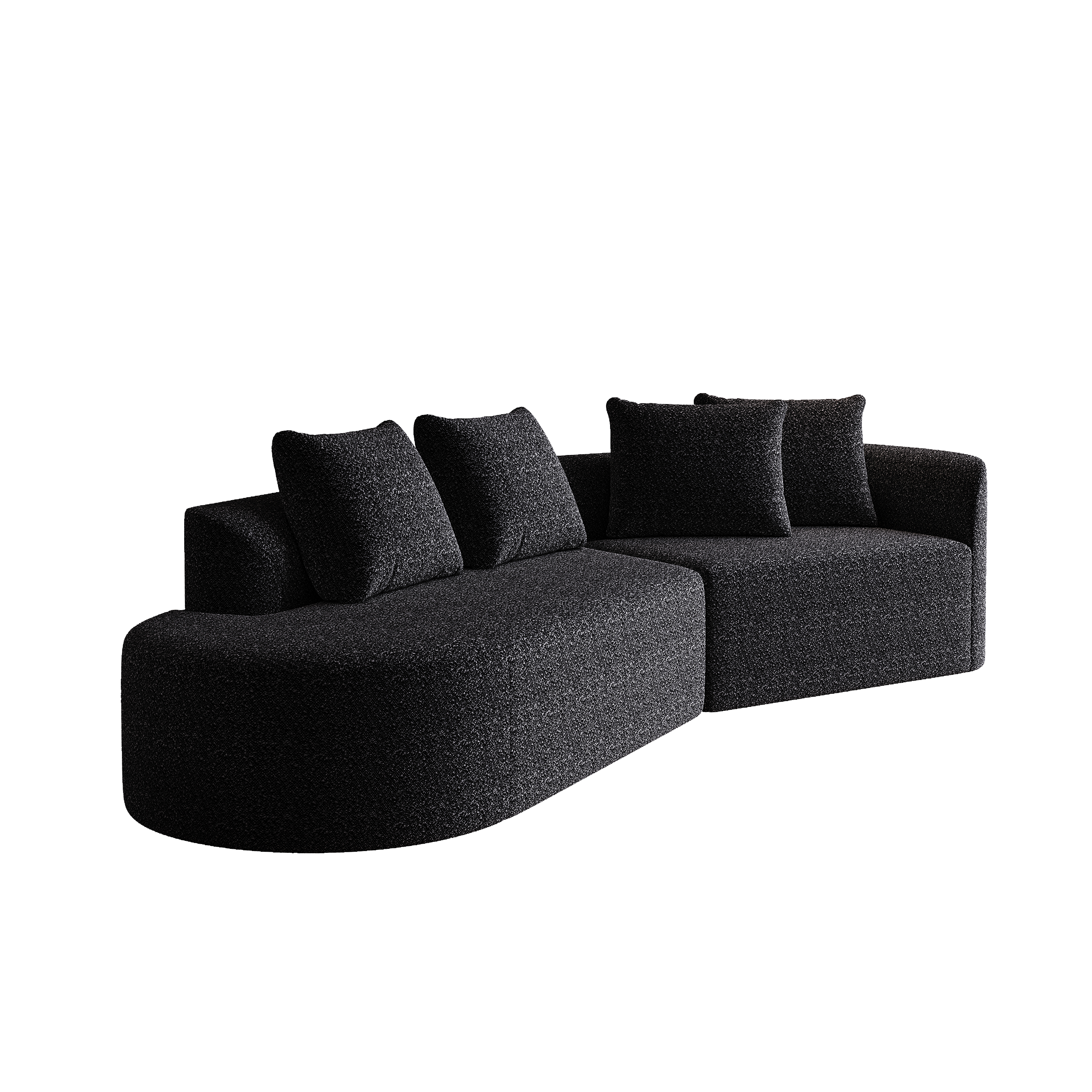 Modern Upholstered Oversized Sectional Sofa, 112-Inch Chenille 4-Seater Extra Deep & Wide Seat Curved Cloud Couch with 4 Throw Pillows, Free Combination Sofa Couch for Living Room,Bedroom
