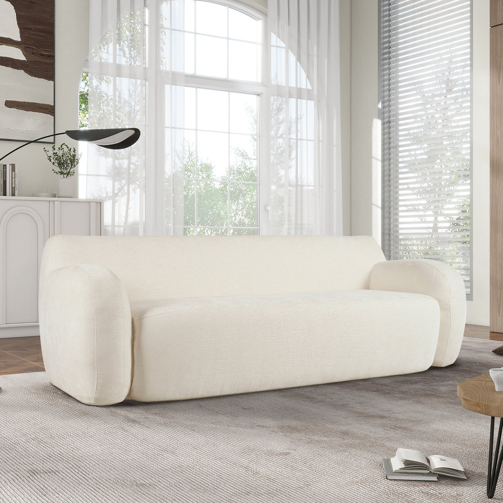 U_Style 81.5' Minimalist Compression Sofa, Curved Design, 3-Seater Casual Sofa for Living Rooms, Bedrooms, and Apartments