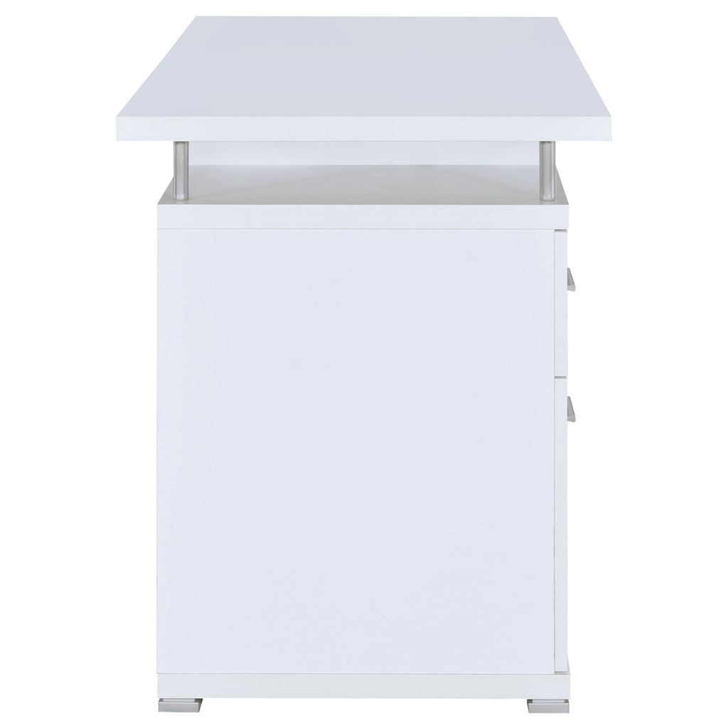 Rochelle White Computer Desk with 2 Drawers and Cabinet