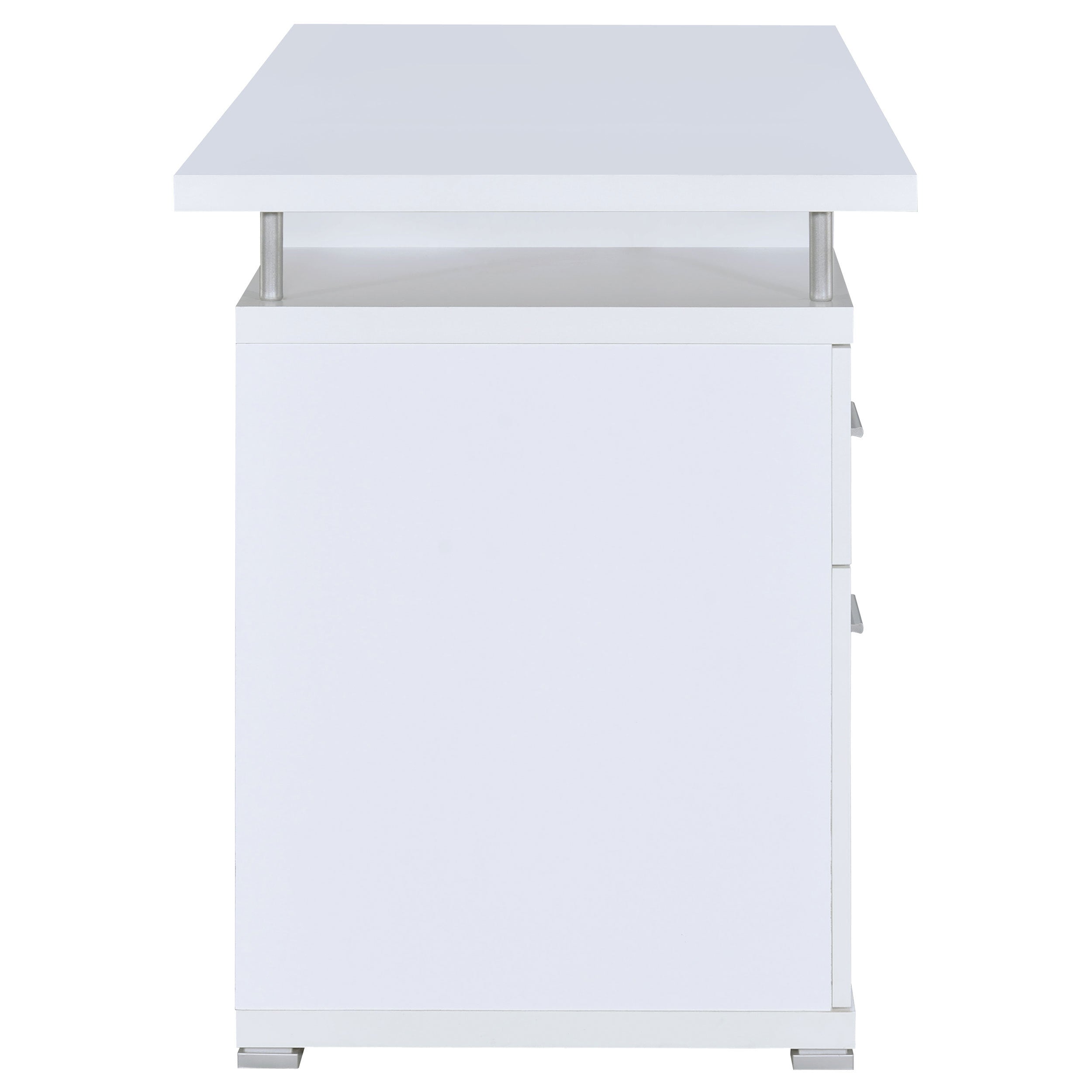 Rochelle White Computer Desk with 2 Drawers and Cabinet