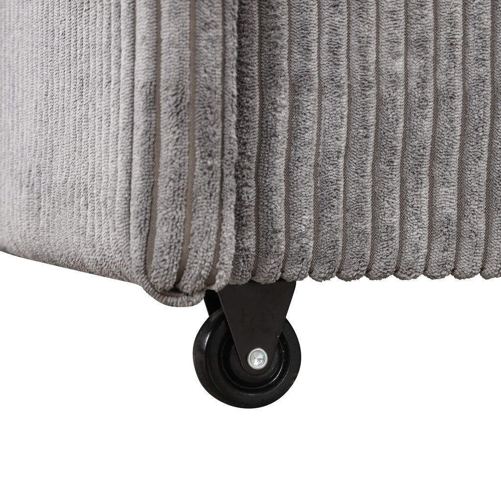U_STYLE Upholstery Sleeper Sectional Sofa with Storage Bags and 2 cup holders  on Arms