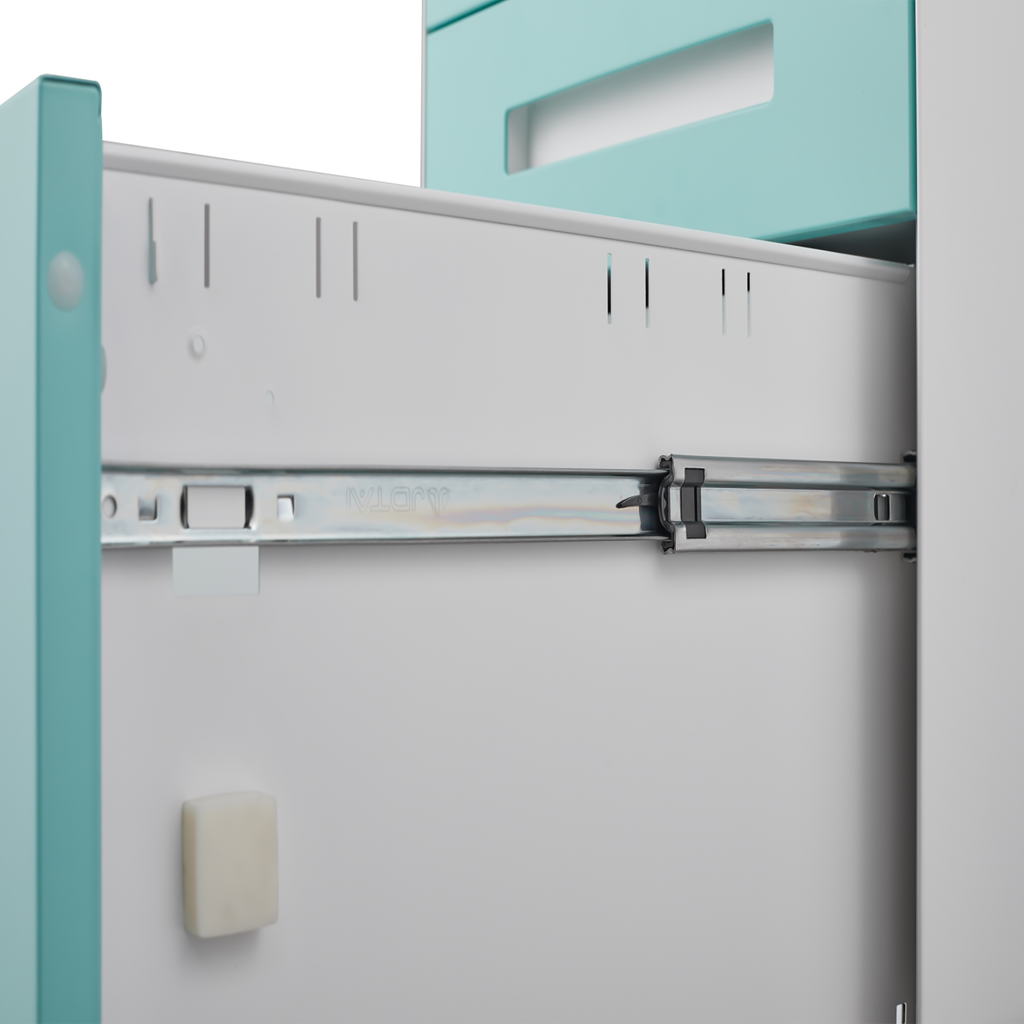 Simple Style 3 Drawer Mobile File Cabinet Under Desk Office Storage in White+Green, Metal, 18x15.75x22.83 inches