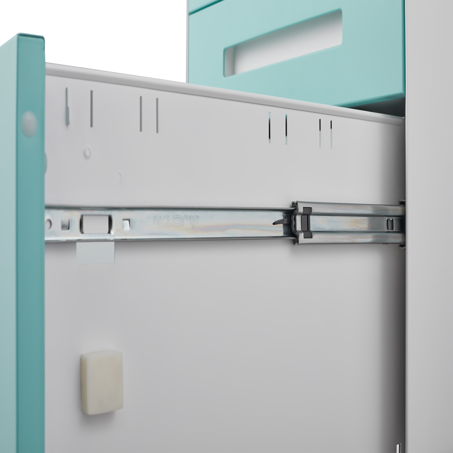 Simple Style 3 Drawer Mobile File Cabinet Under Desk Office Storage in White+Green, Metal, 18x15.75x22.83 inches