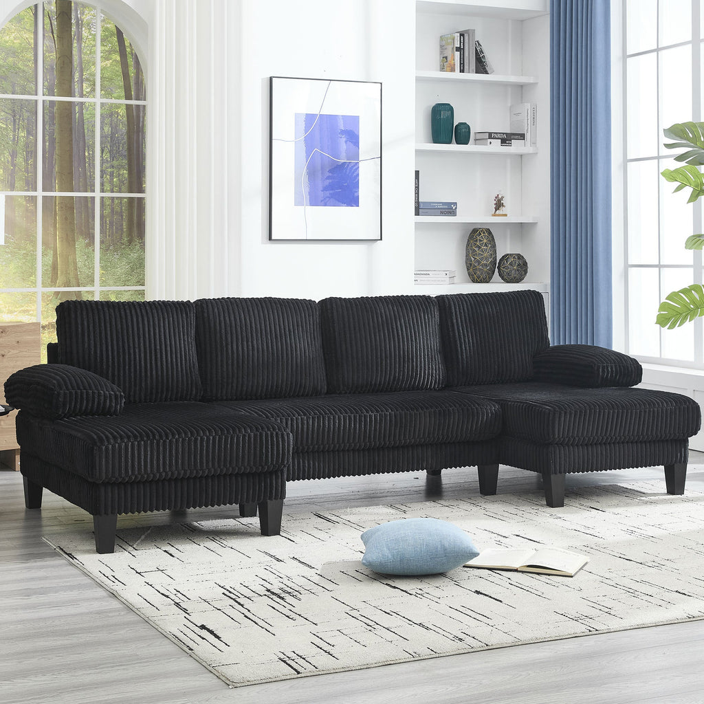 [VIDEO provided][New]U-Shaped Couch with Oversized Seat,4-Seat Sofa  with Double Chaise,Comfortable and spacious indoor furniture for Living Room,Apartment