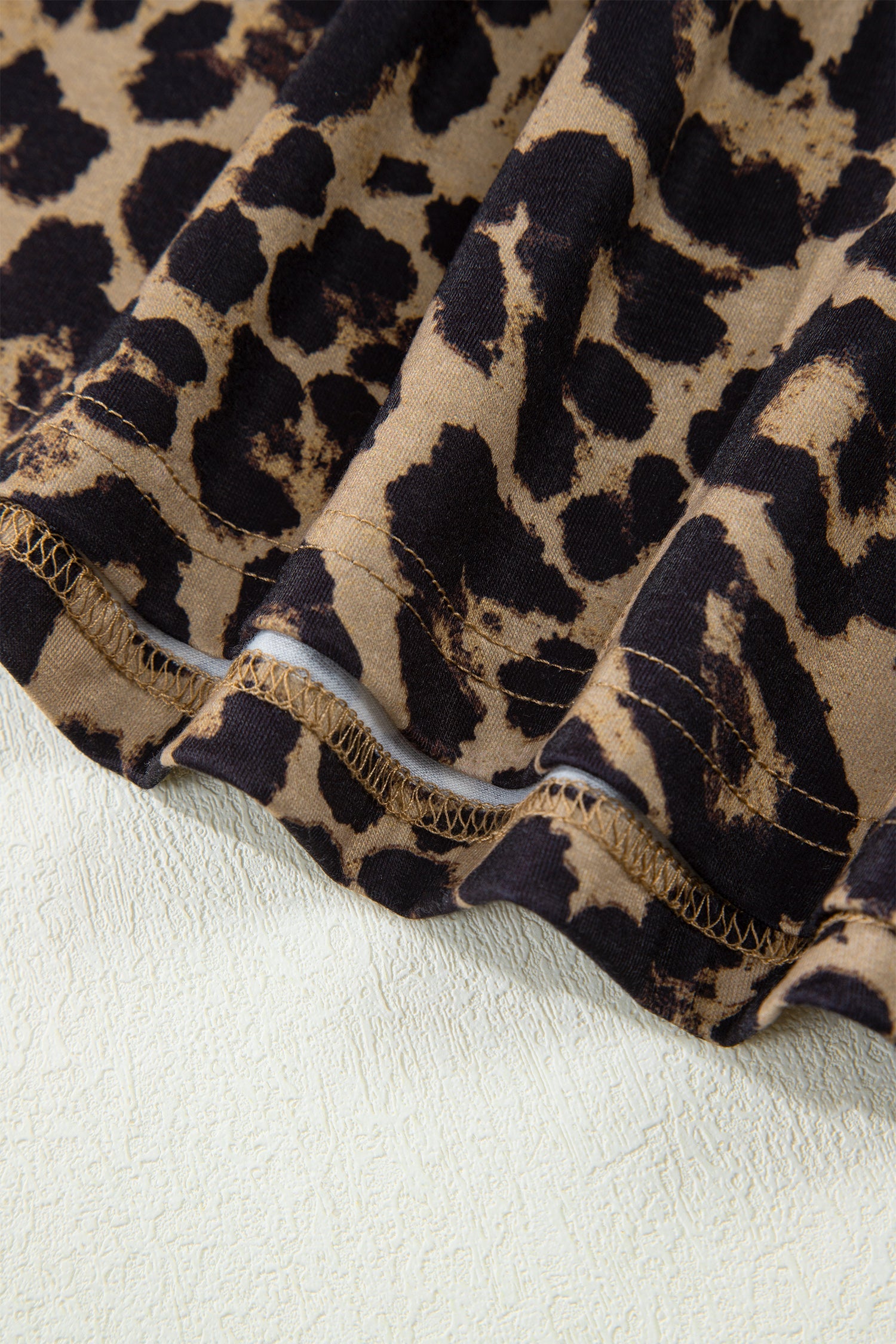 Leopard & Floral Square Neck Long Sleeve T-Shirt