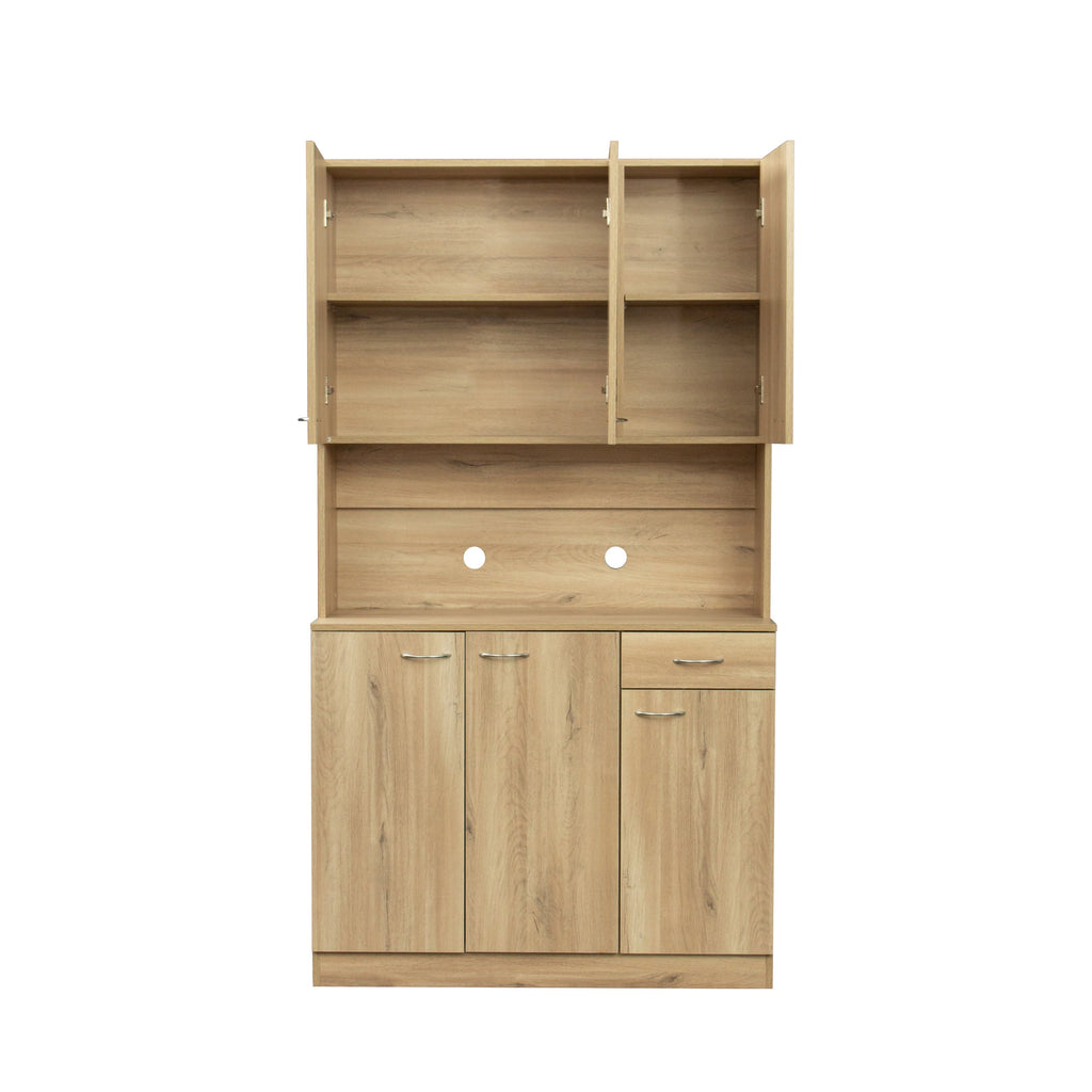 70.87' Tall Wardrobe& Kitchen Cabinet, with 6-Doors, 1-Open Shelves and 1-Drawer for bedroom,Rustic Oak