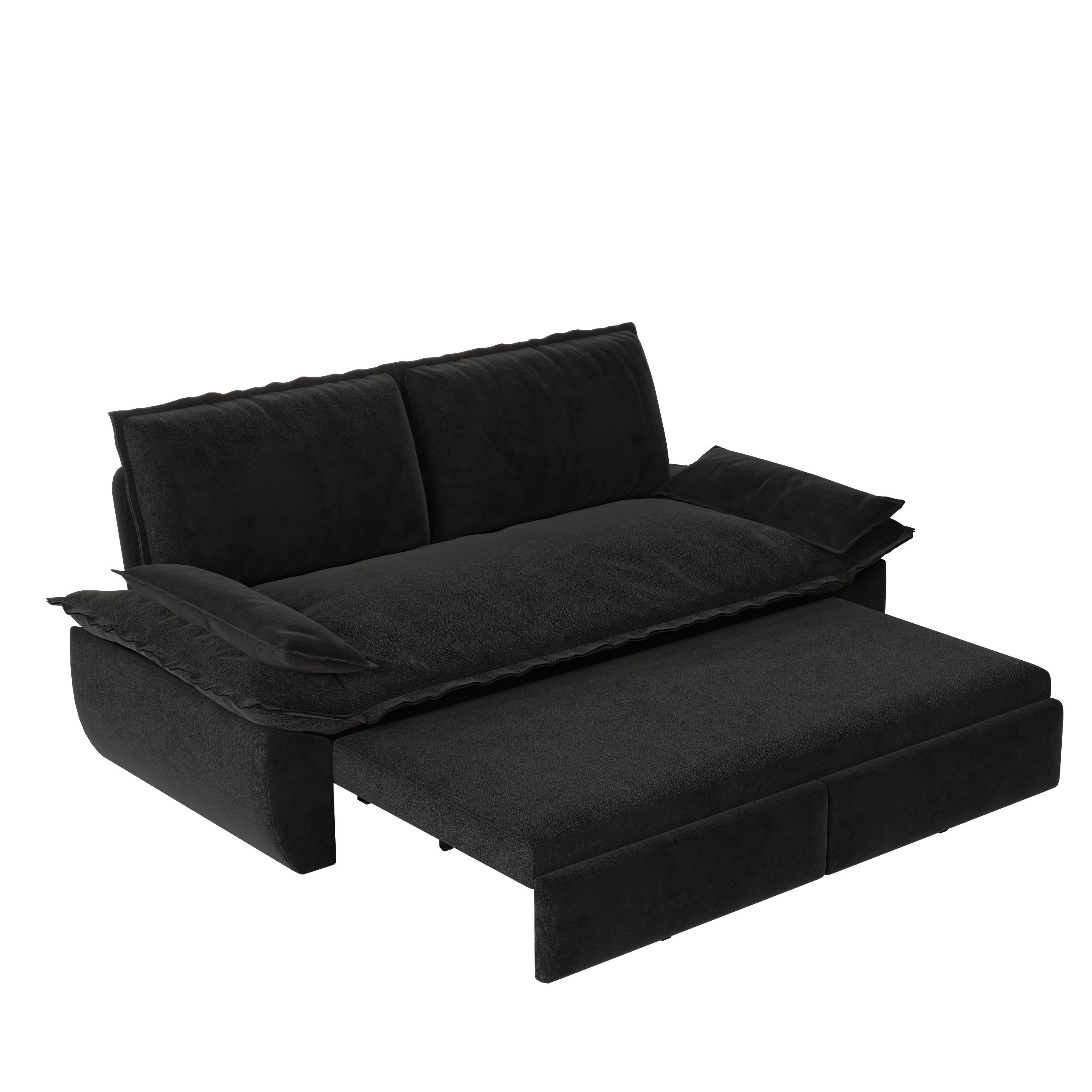 73.2' Queen Pull Out Sofa Bed,3-in-1 Convertible Sleeper Sofa,Multi-Functional Velvet Loveseat Bed,Black(Old Sku:W1885S00050)