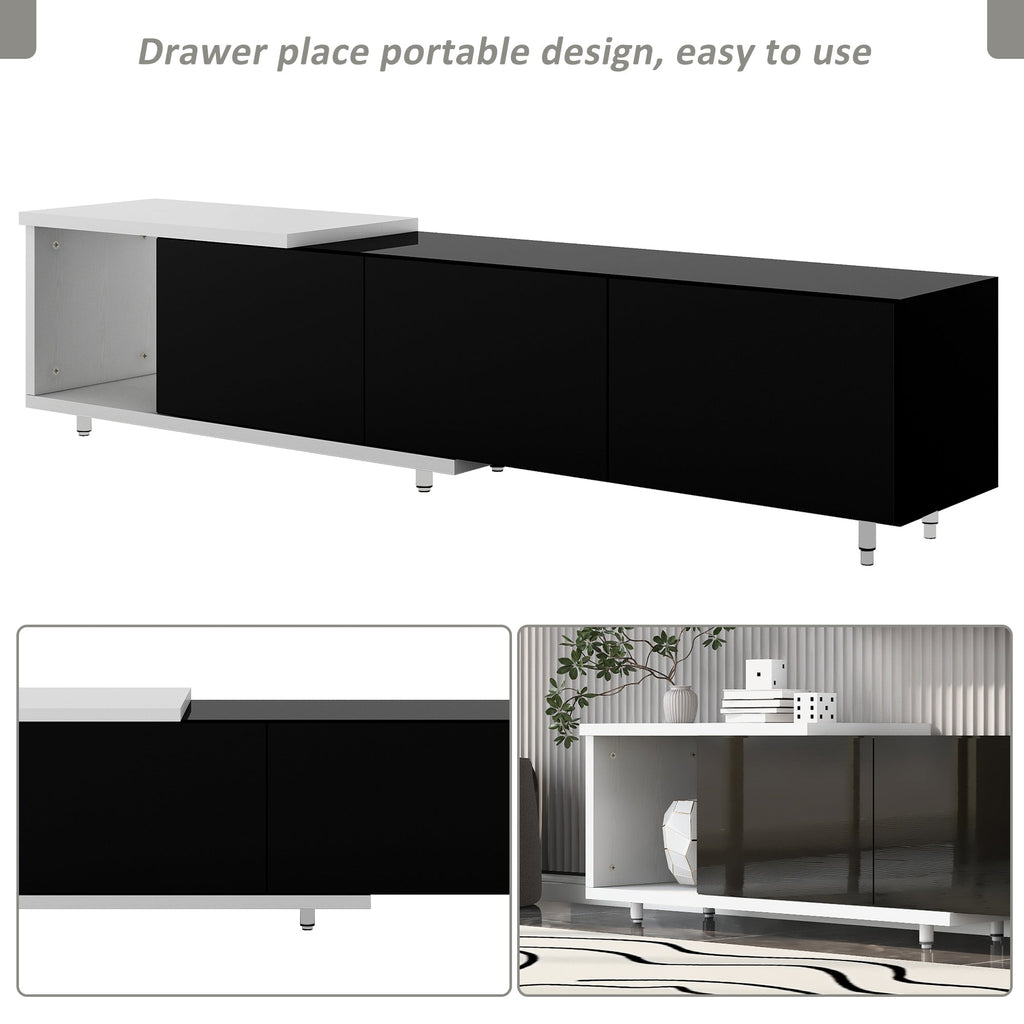 U-Can 70.1''-100'' Modern Stylish  TV Stand  TV Cabinet for 80+inch TV, White+Black, (Old SKU:WF299723AAB)