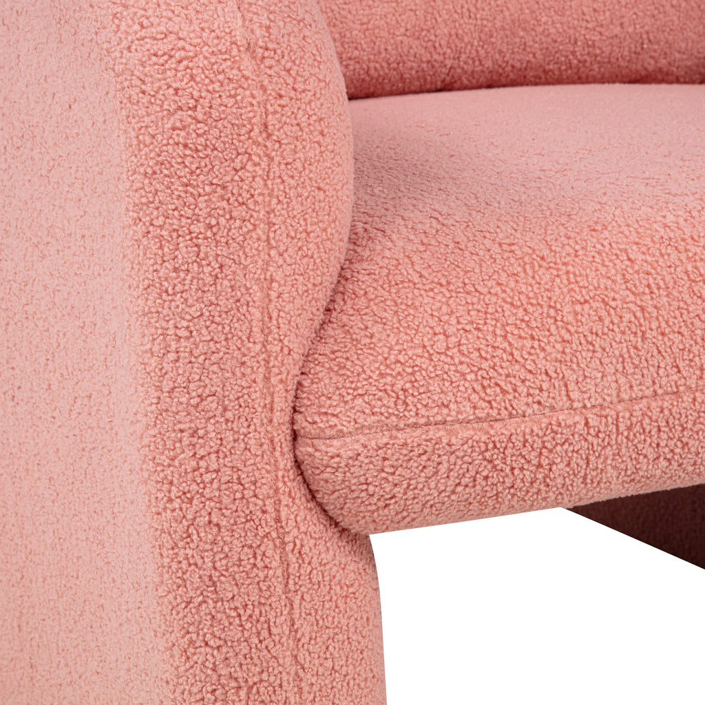 Stylish and Minimalist Teddy Fleece Single Sofa Chair with Arms and Pillow, Armchair, Accent Chair for Living Room, Bedroom, Study,Pink