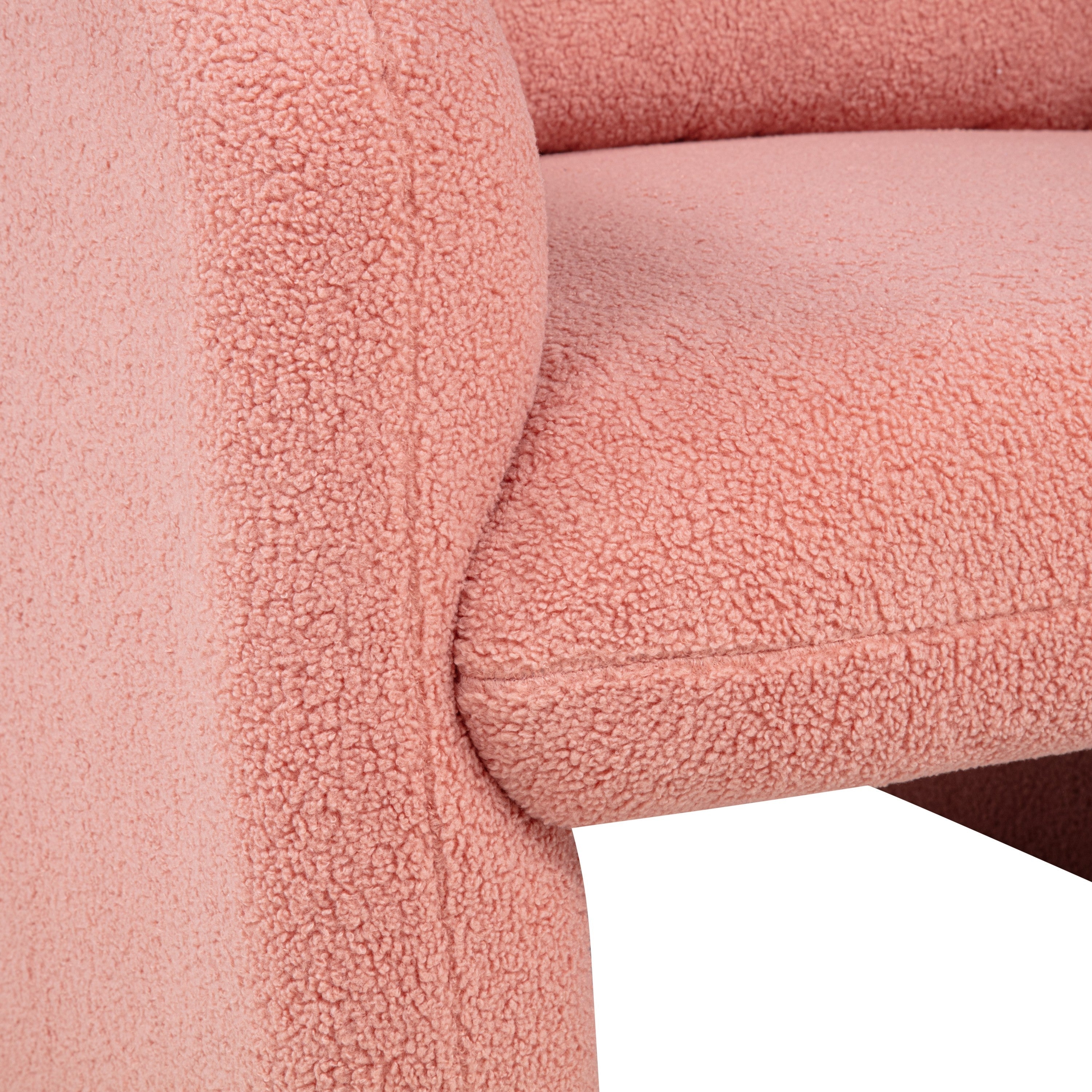 Stylish and Minimalist Teddy Fleece Single Sofa Chair with Arms and Pillow, Armchair, Accent Chair for Living Room, Bedroom, Study,Pink