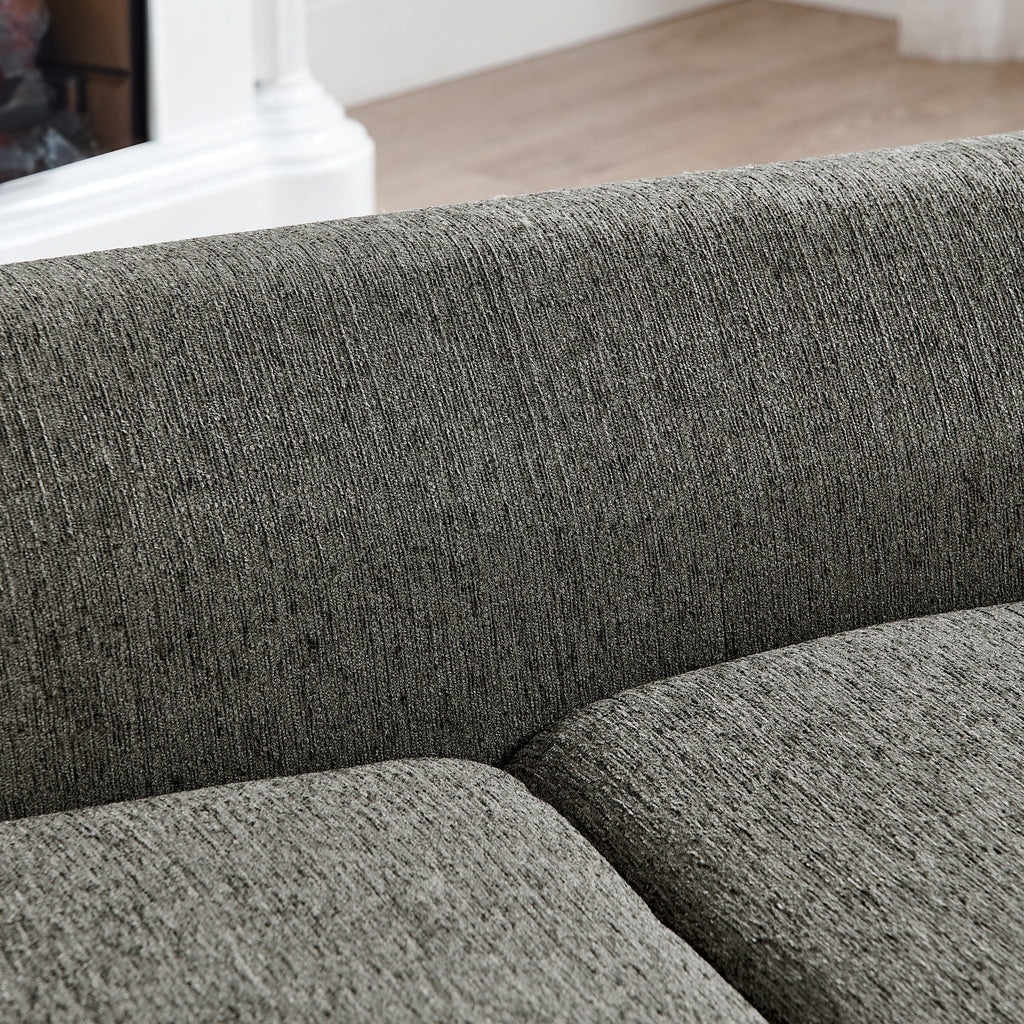 Modern Rectangular Pet Sofa with Backrest and Armrests, Soft Cushion, Dark Grey Linen, Rubber Wood Frame