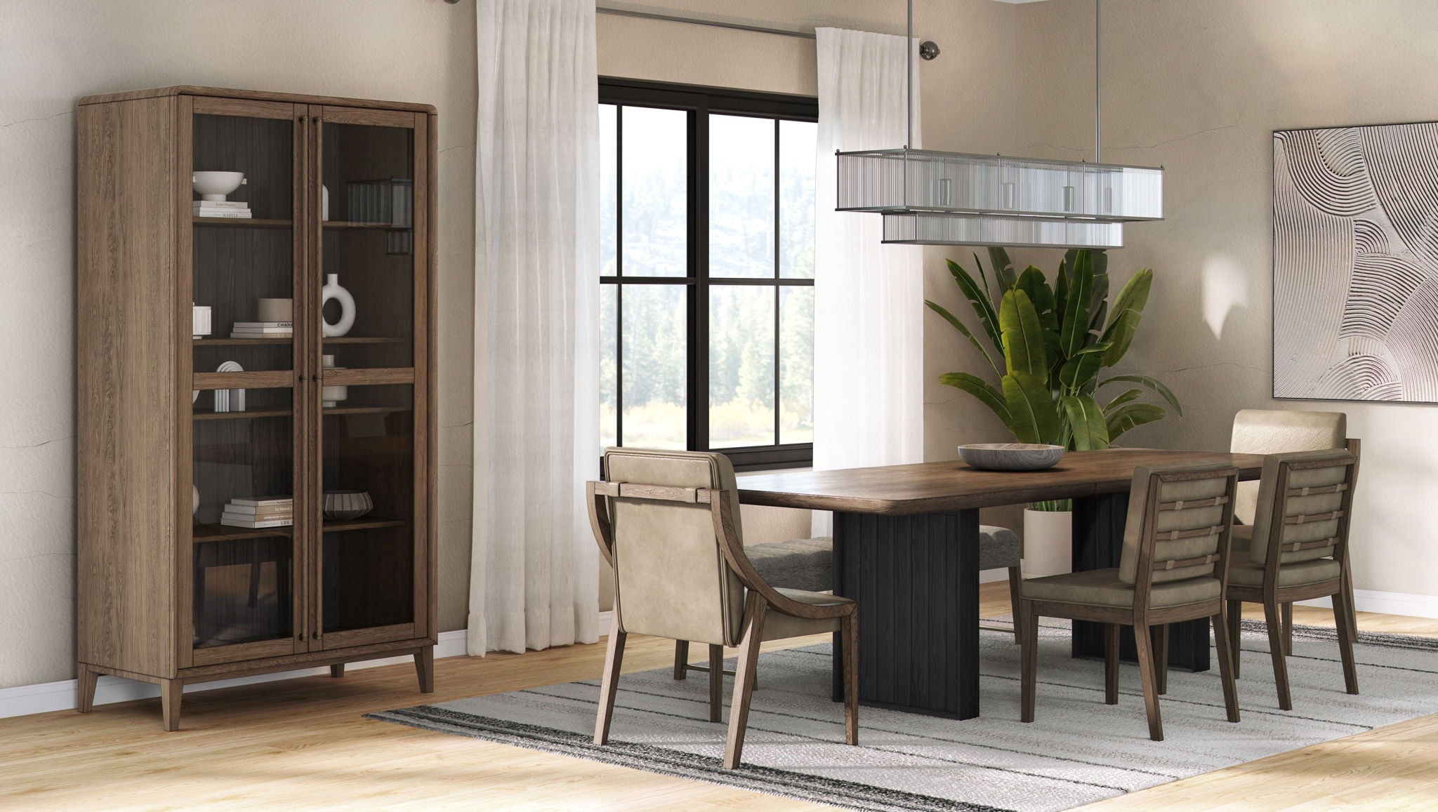 Double Pedestal Table Latte - Light Brown