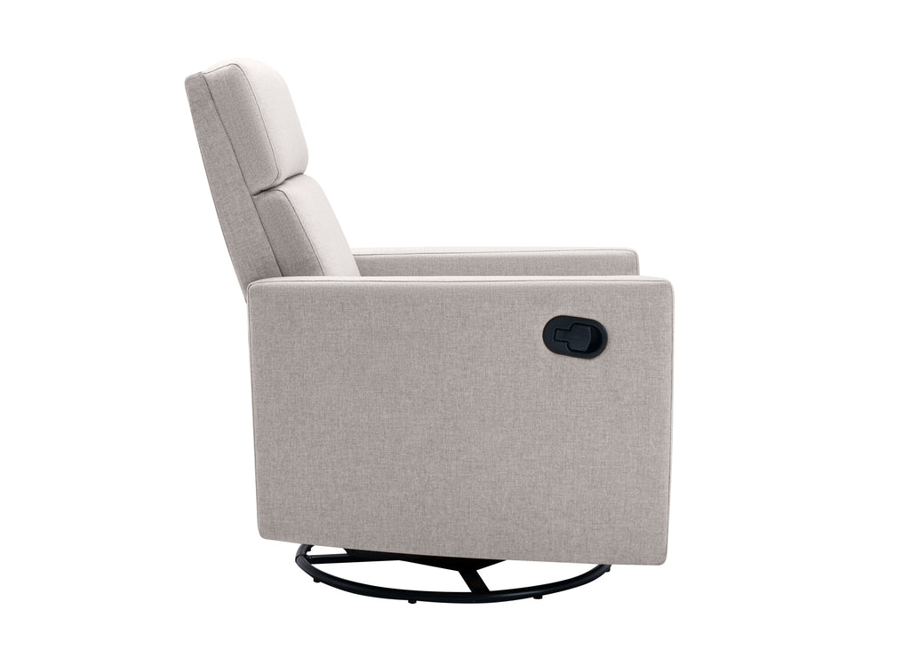 Modern Upholstered Rocker Nursery Chair with Plush Seating, Tan Linen, Swivel Recliner