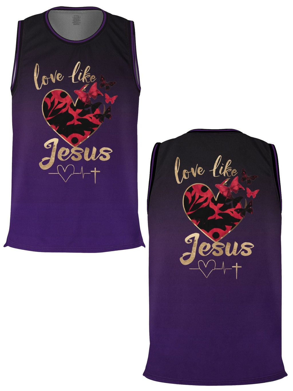 Love Like Jesus Adult Purple Basketball Jersey | Ships From USA