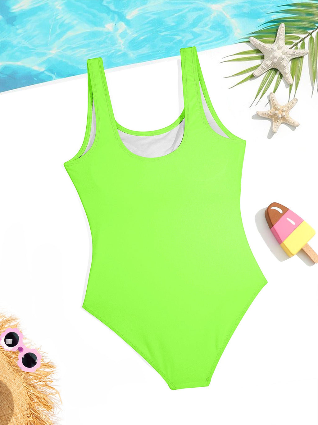 Cute Puppy Girls' Summer One-Piece Swimsuit (Front Printing)