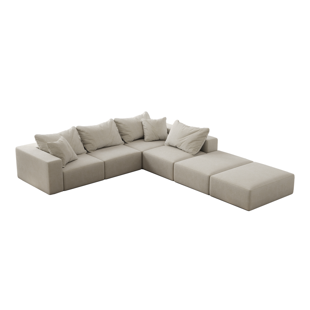 Oversized sponge cloud sofa,Modern Upholstered Sectional Sofa Couch Set,Modular 162' L Shaped Sectional Living Room Sofa Set With 6 Pillows,Free Combination Sofa Couch for Living Room,Bedroom