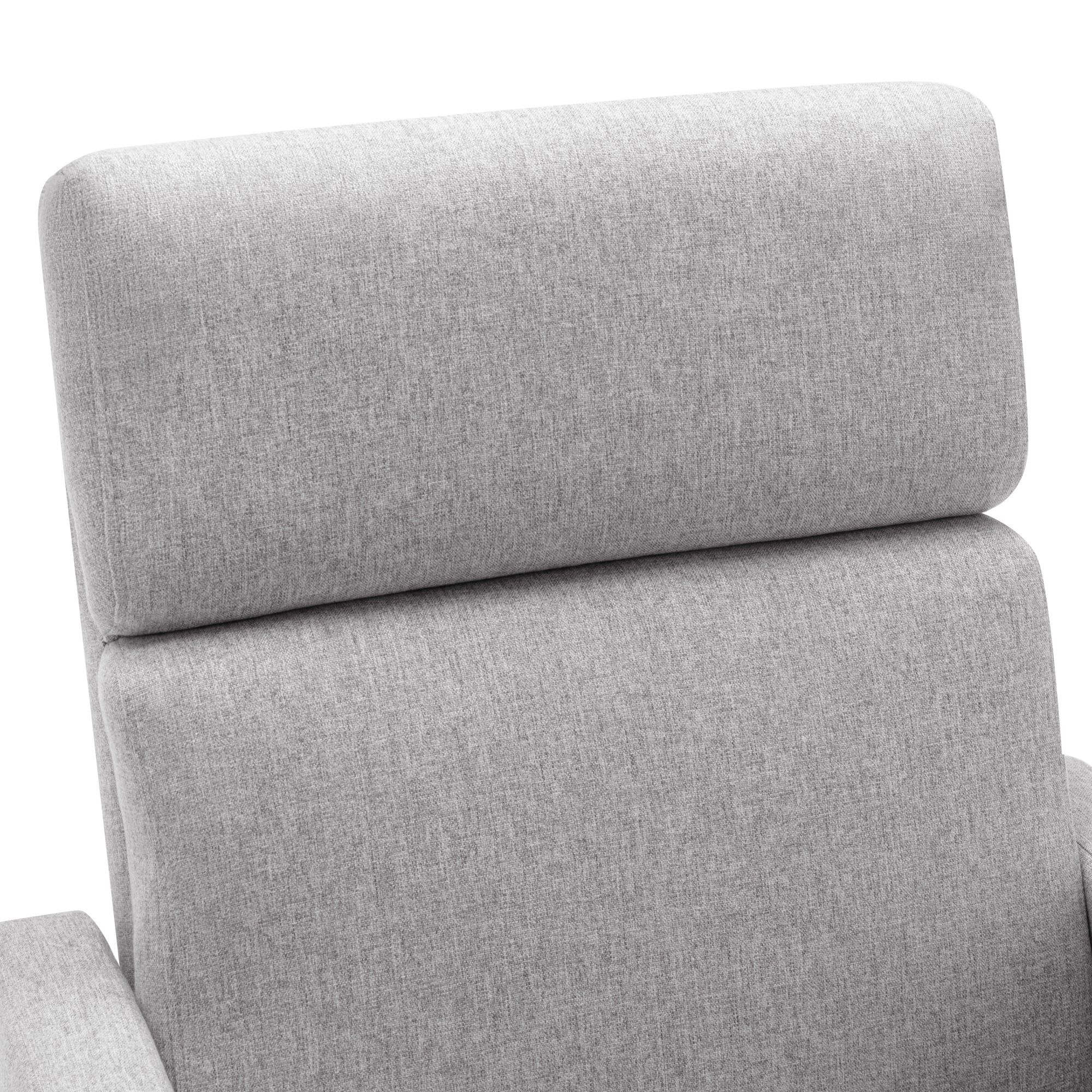 Modern Upholstered Rocker Nursery Chair Plush Seating Glider Swivel Recliner Chair, Gray Linen