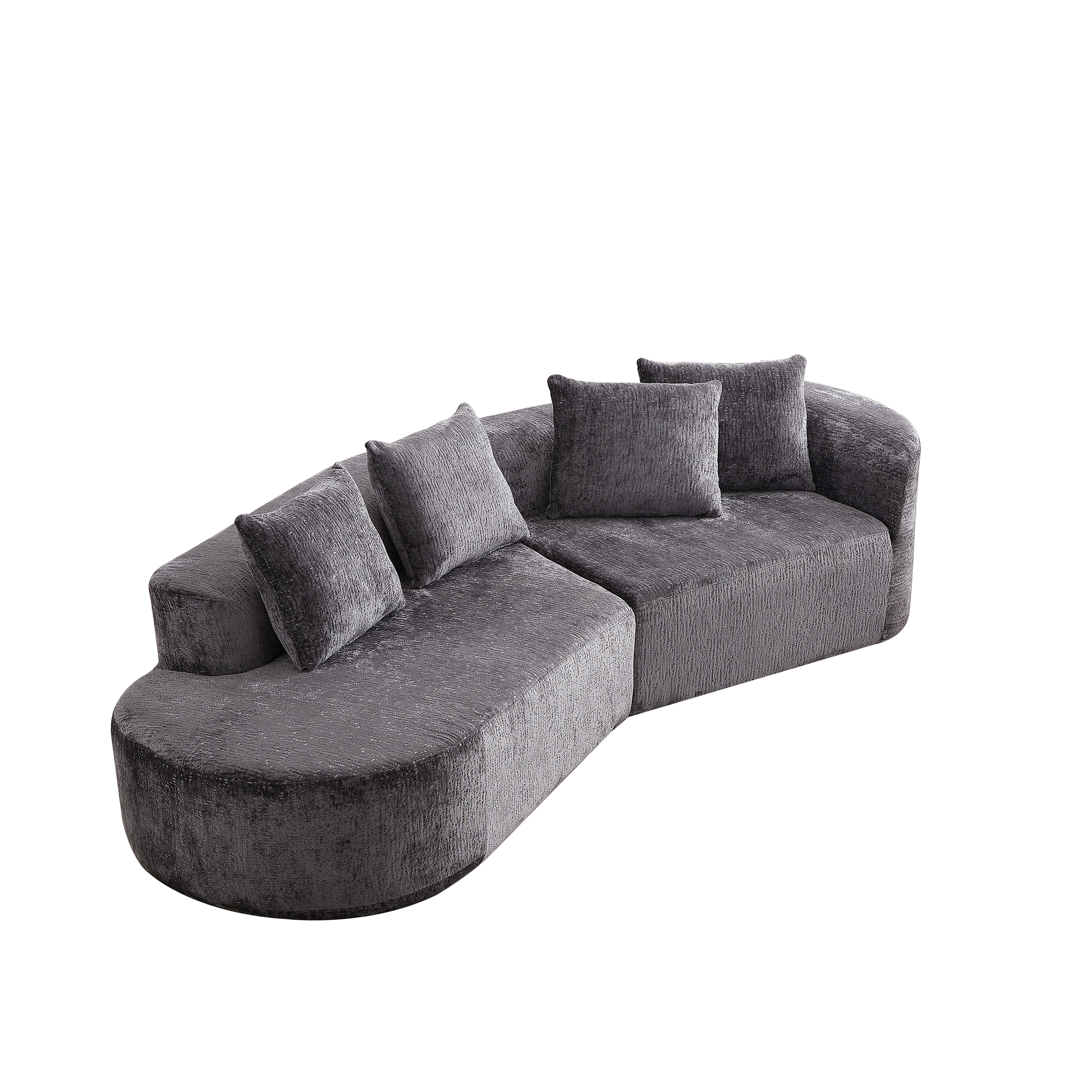 Modern Upholstered Oversized Sectional Sofa, 114-Inch Chenille 4-Seater Extra Deep & Wide Seat Curved Cloud Couch with 4 Throw Pillows, Free Combination Sofa Couch for Living Room,Bedroom