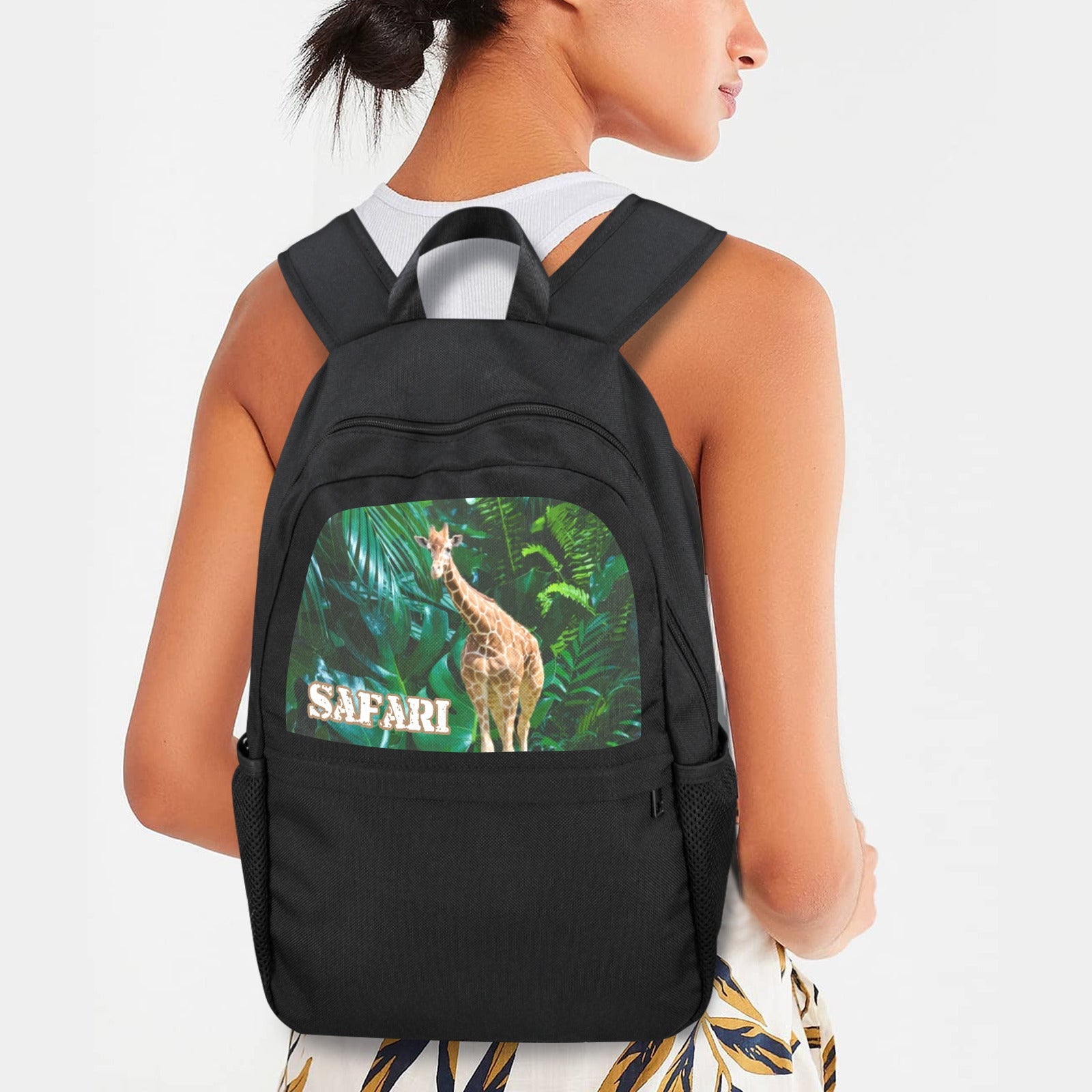 Giraffe on Safari Casual School Backpack | Upper Part Printing